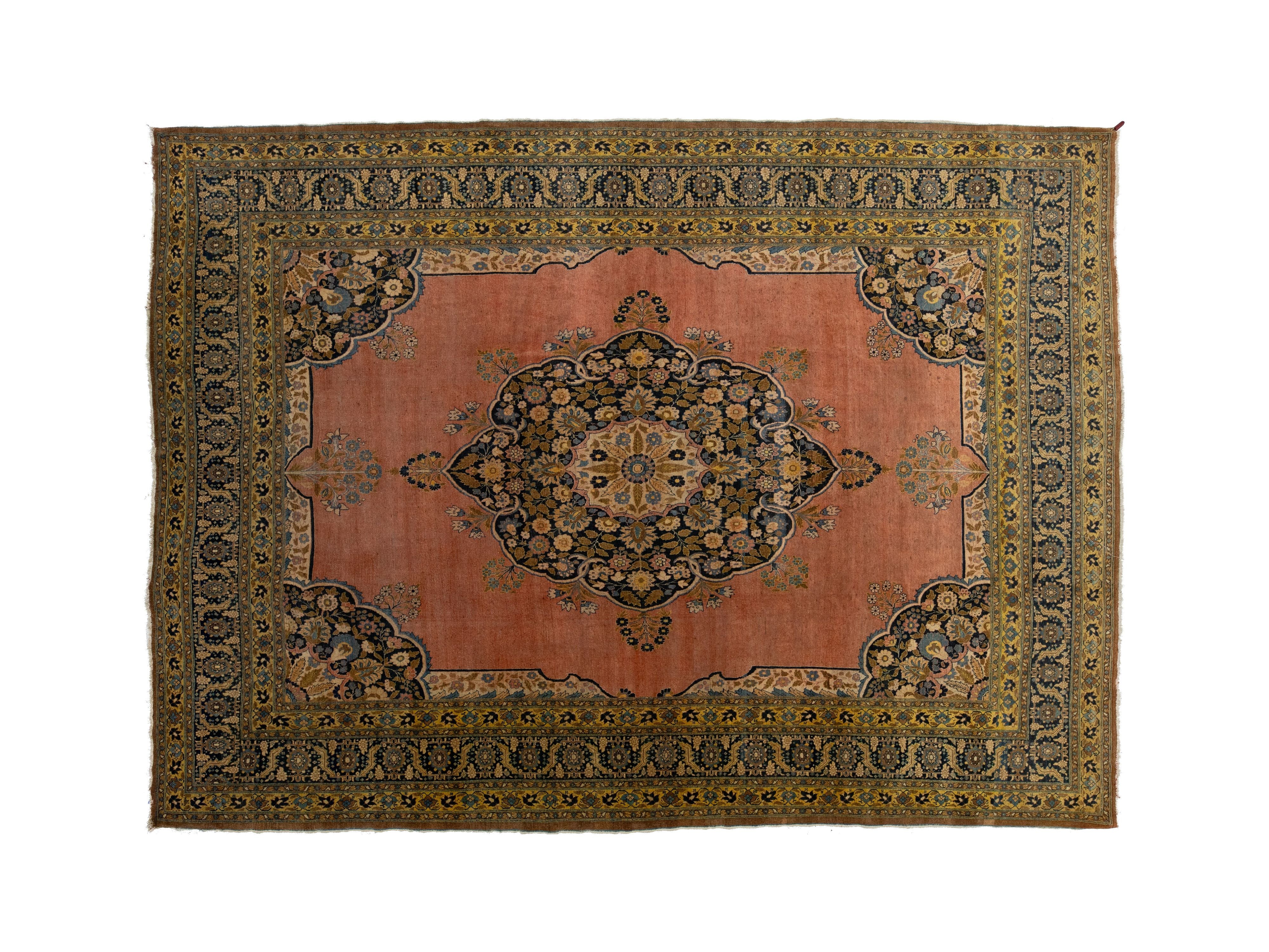 Antique Persian Tabriz Wool Rug 9 X 13