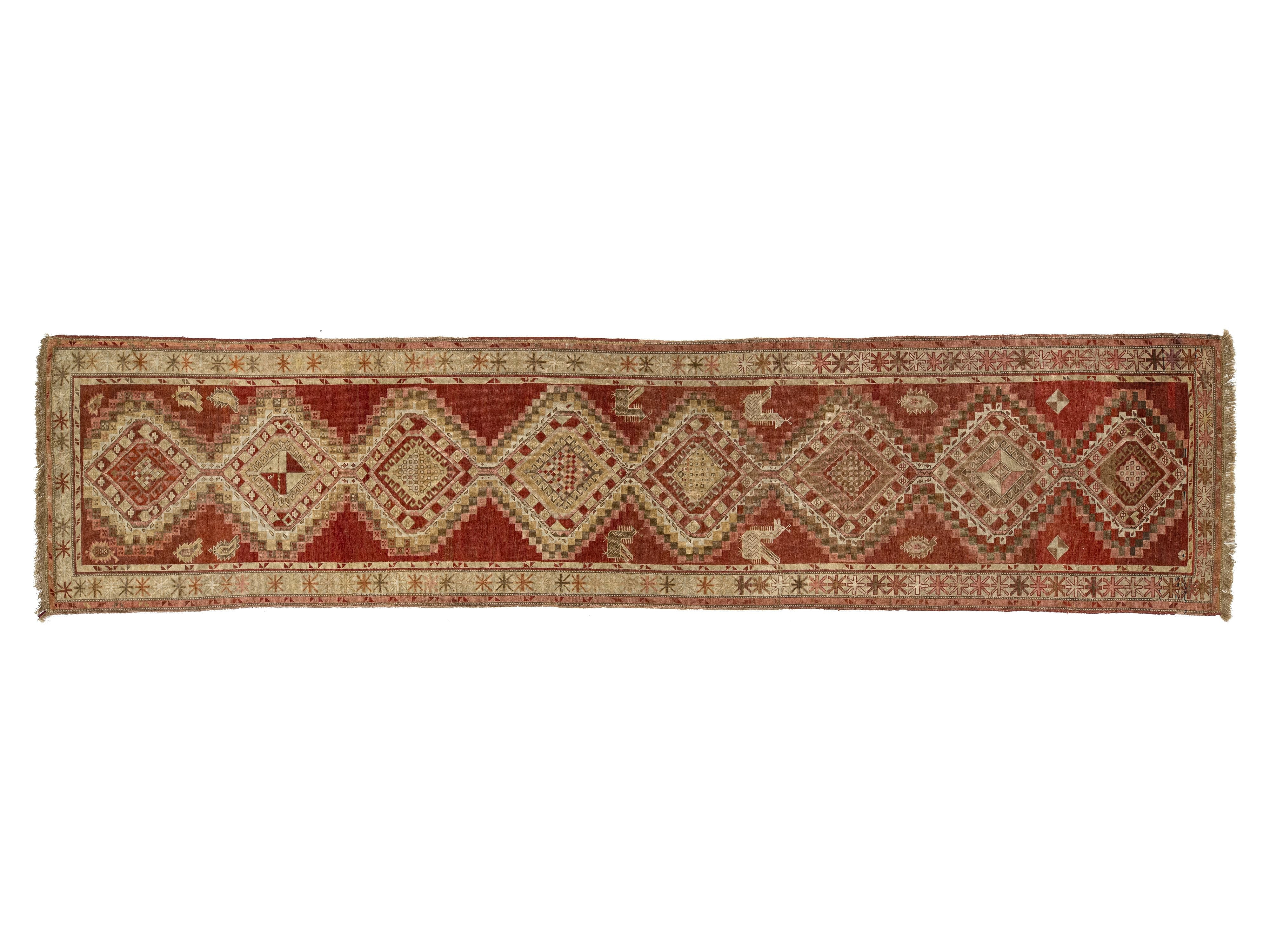 Antique Malayer Wool Runner Rug 4 X 16