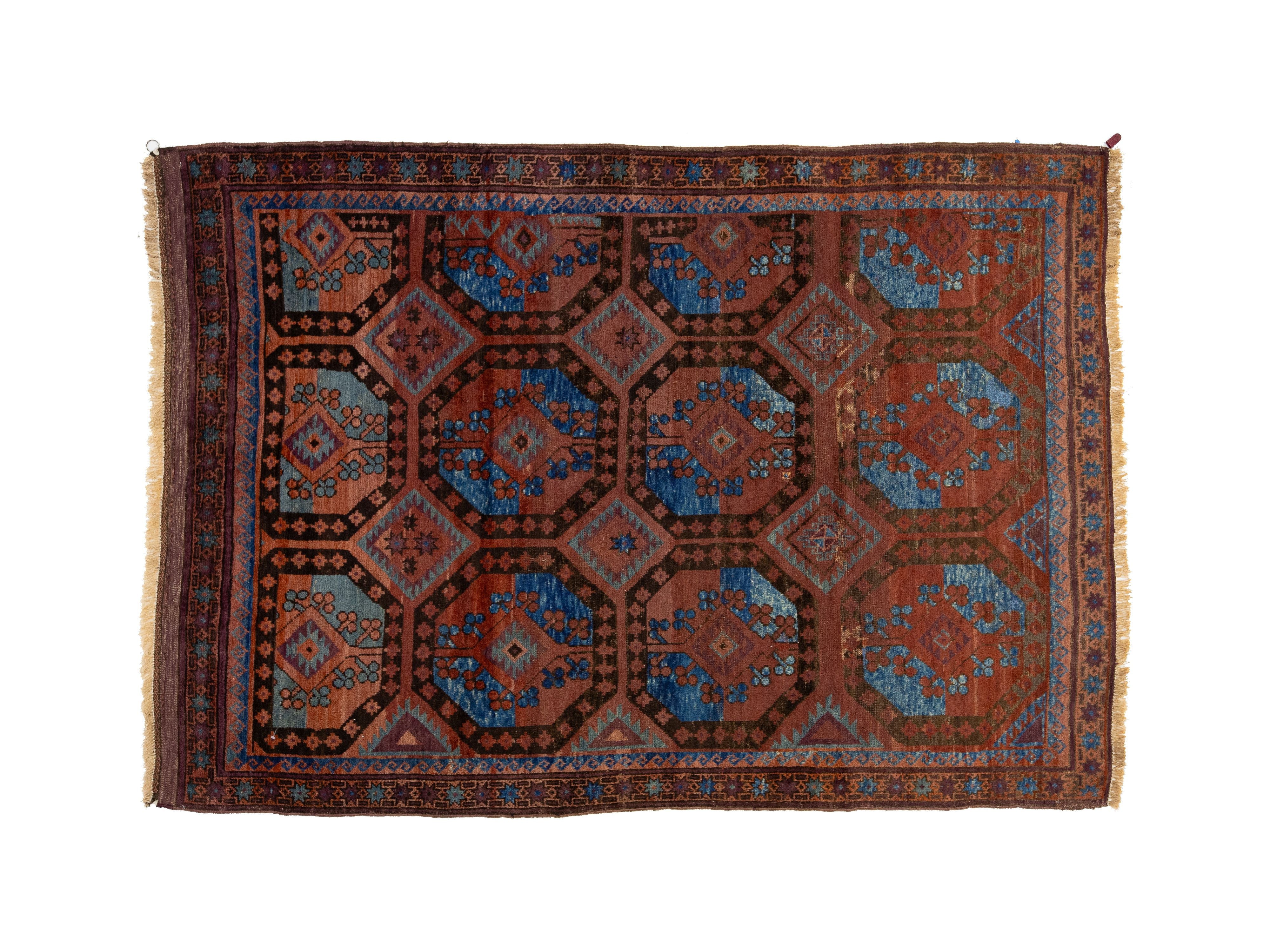 Antique Persian Turkman Wool Rug 5 X 7