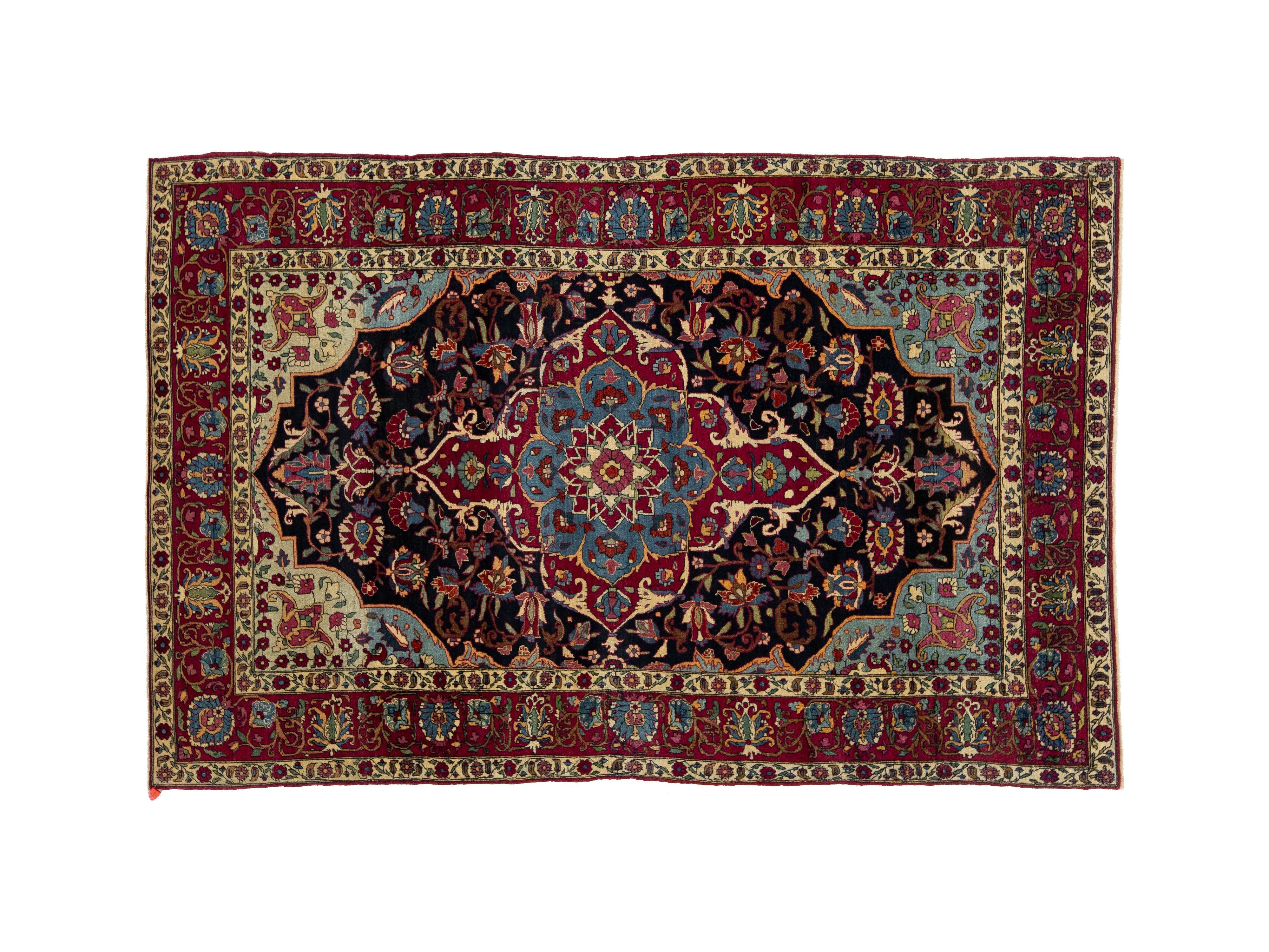 Antique Persian Kerman Wool Rug 4 X 7