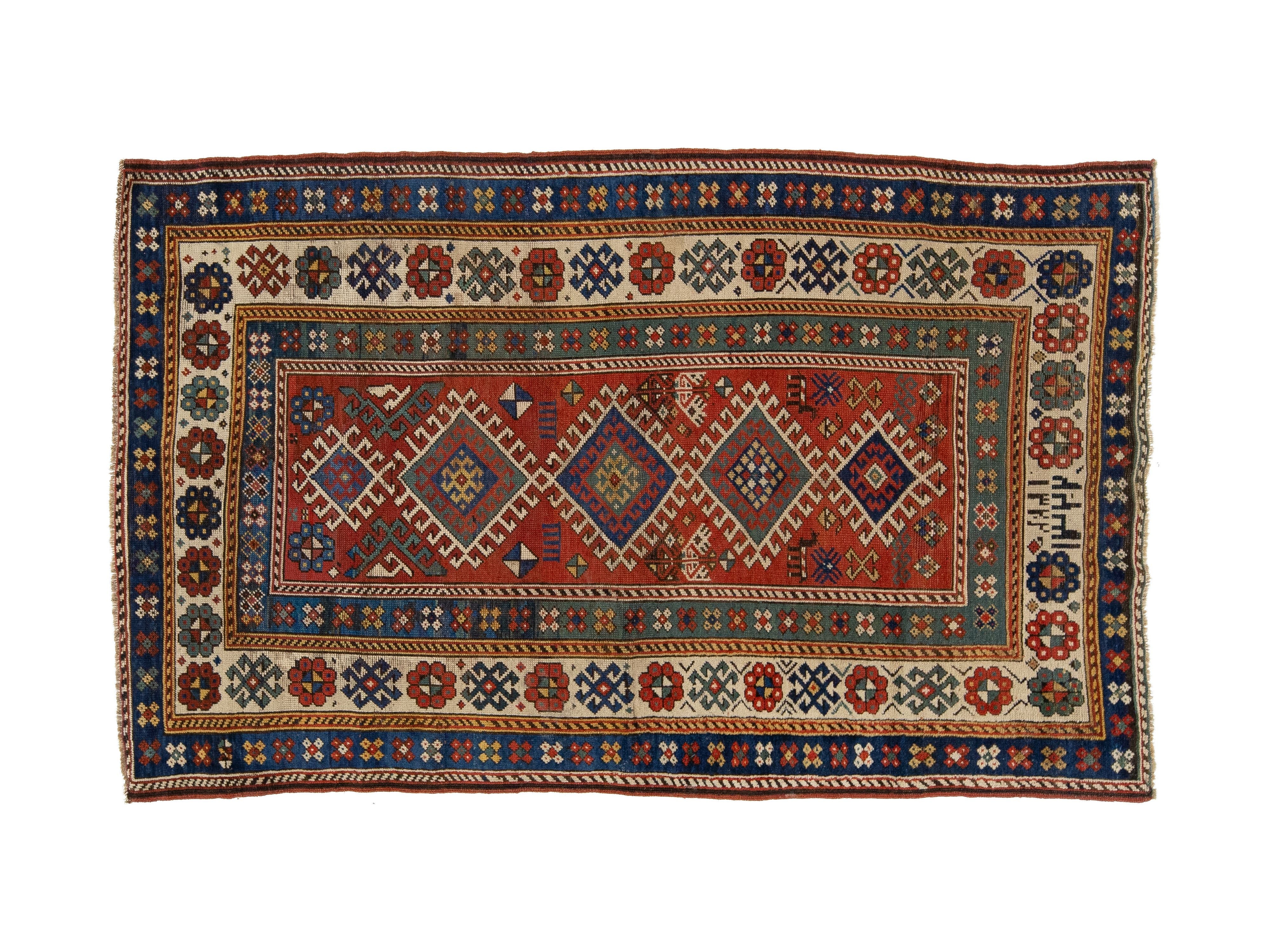 Antique Persian Shirvan Wool Rug 4 X 7