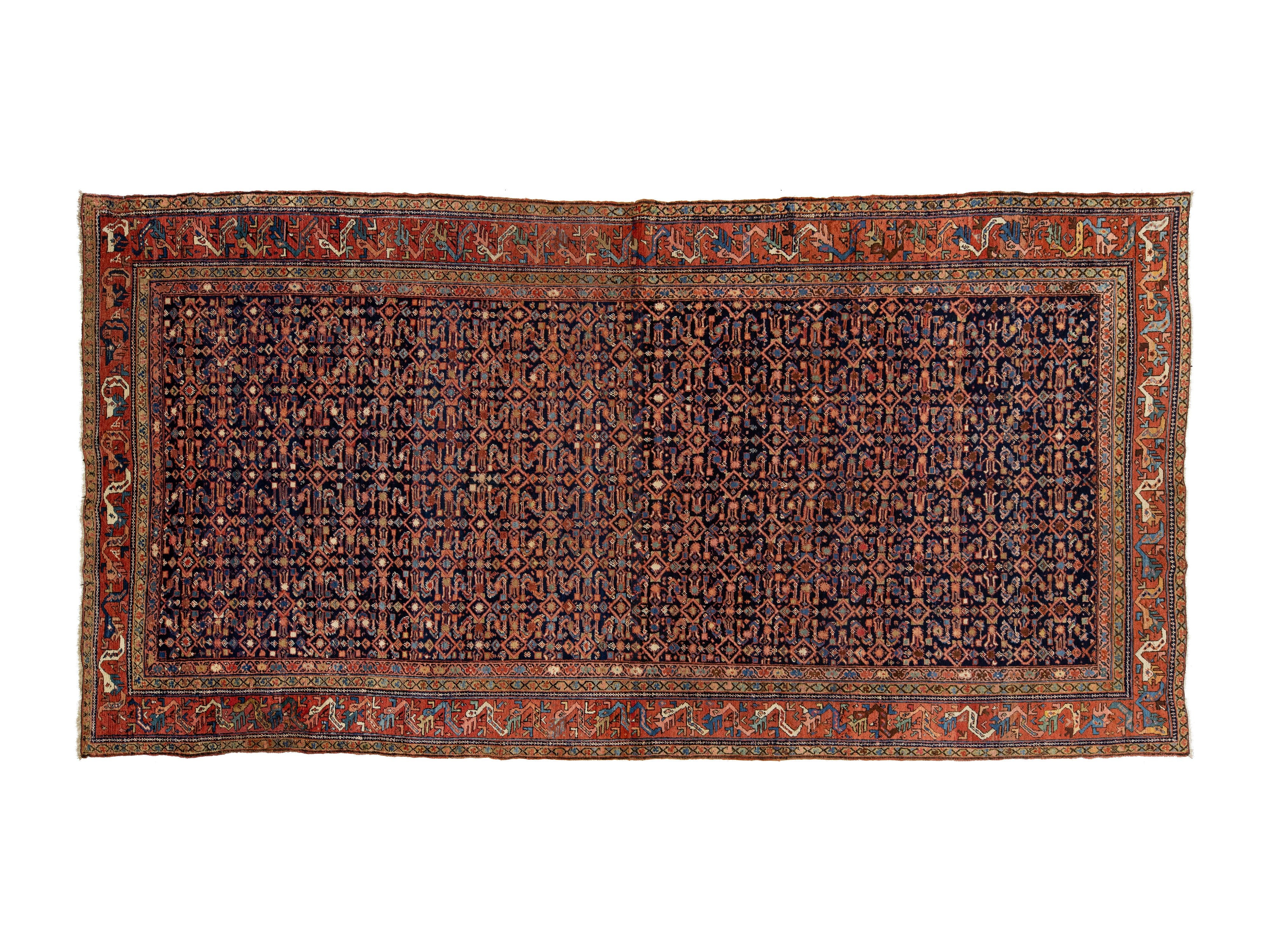 Antique Persian Malayer Wool Rug 7 X 14