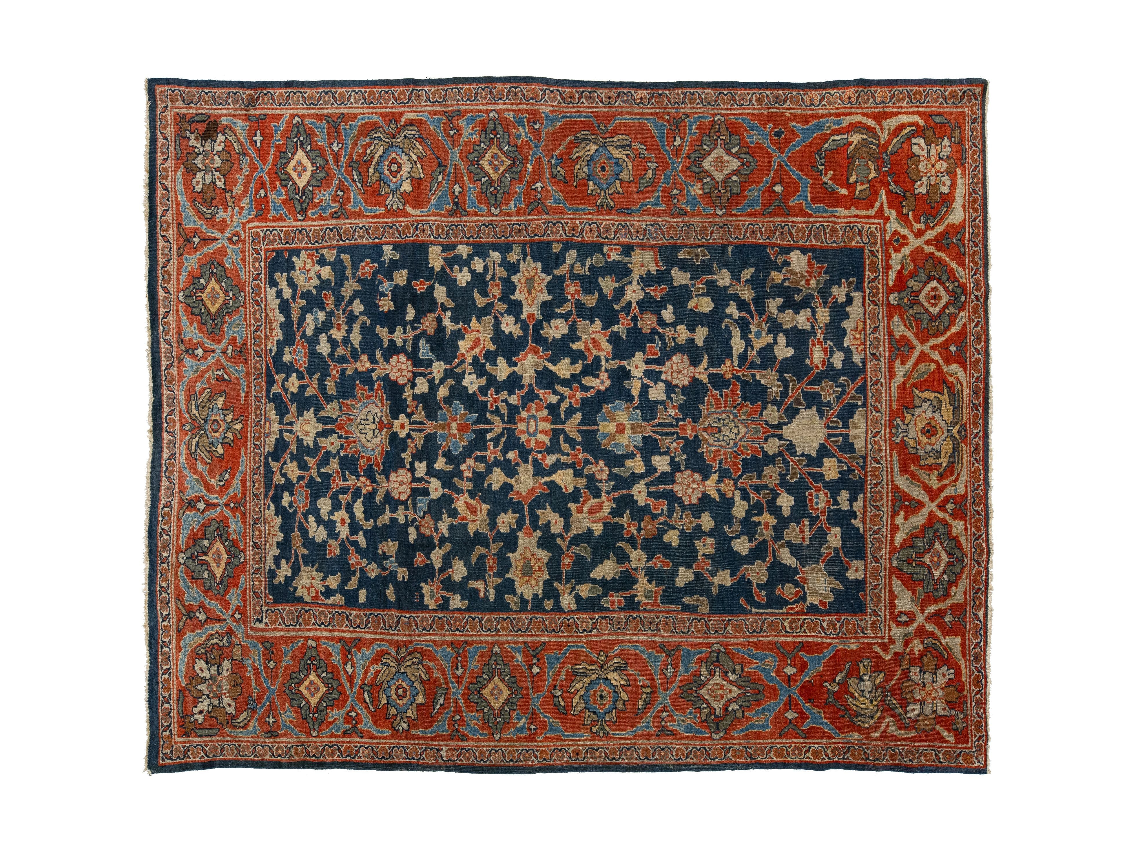 Antique Sultanabad Wool Rug 9 X 10