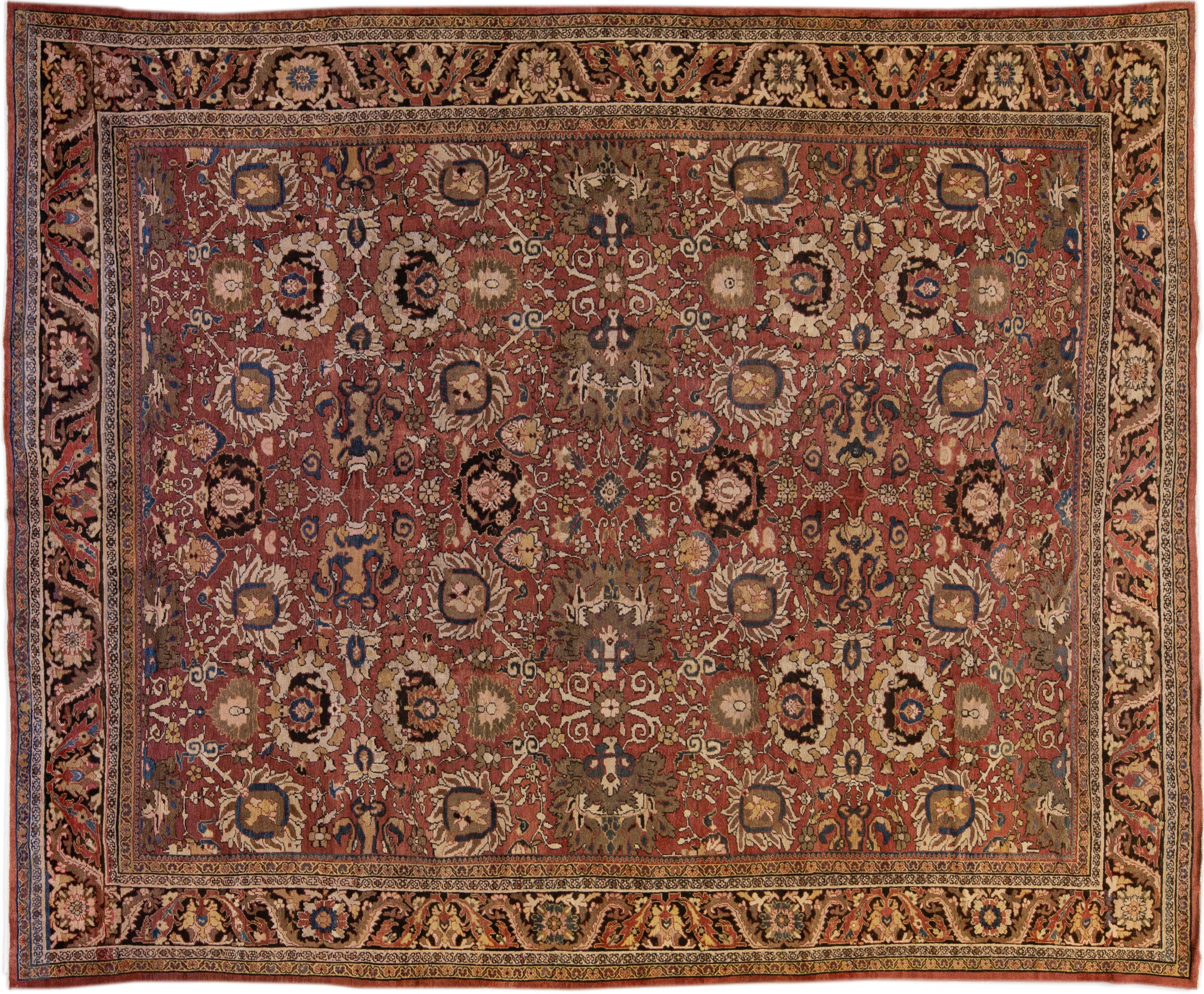 Antique Sultanabad Wool Rug 14 X 17
