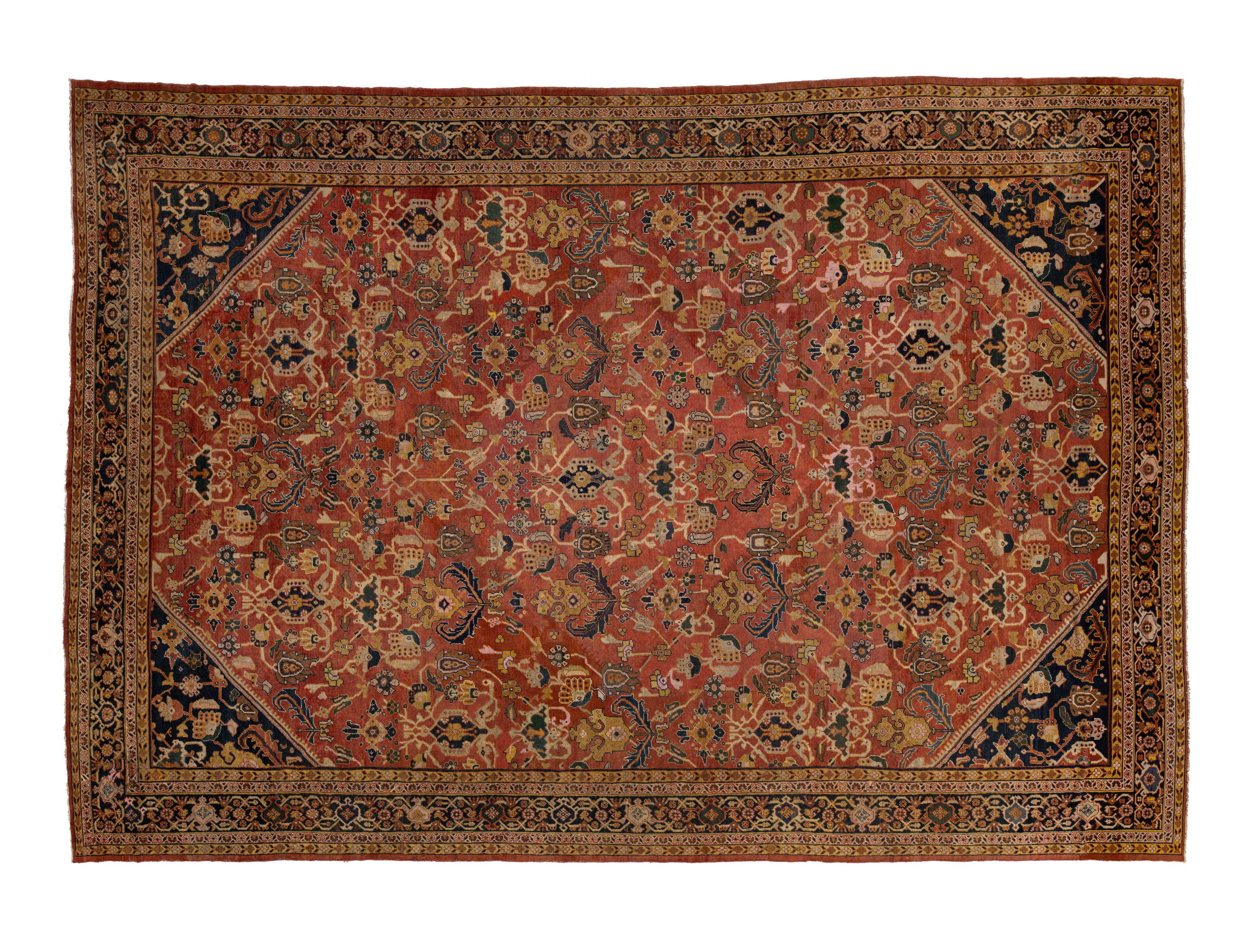 Antique Mahal Wool Rug 16 X 22