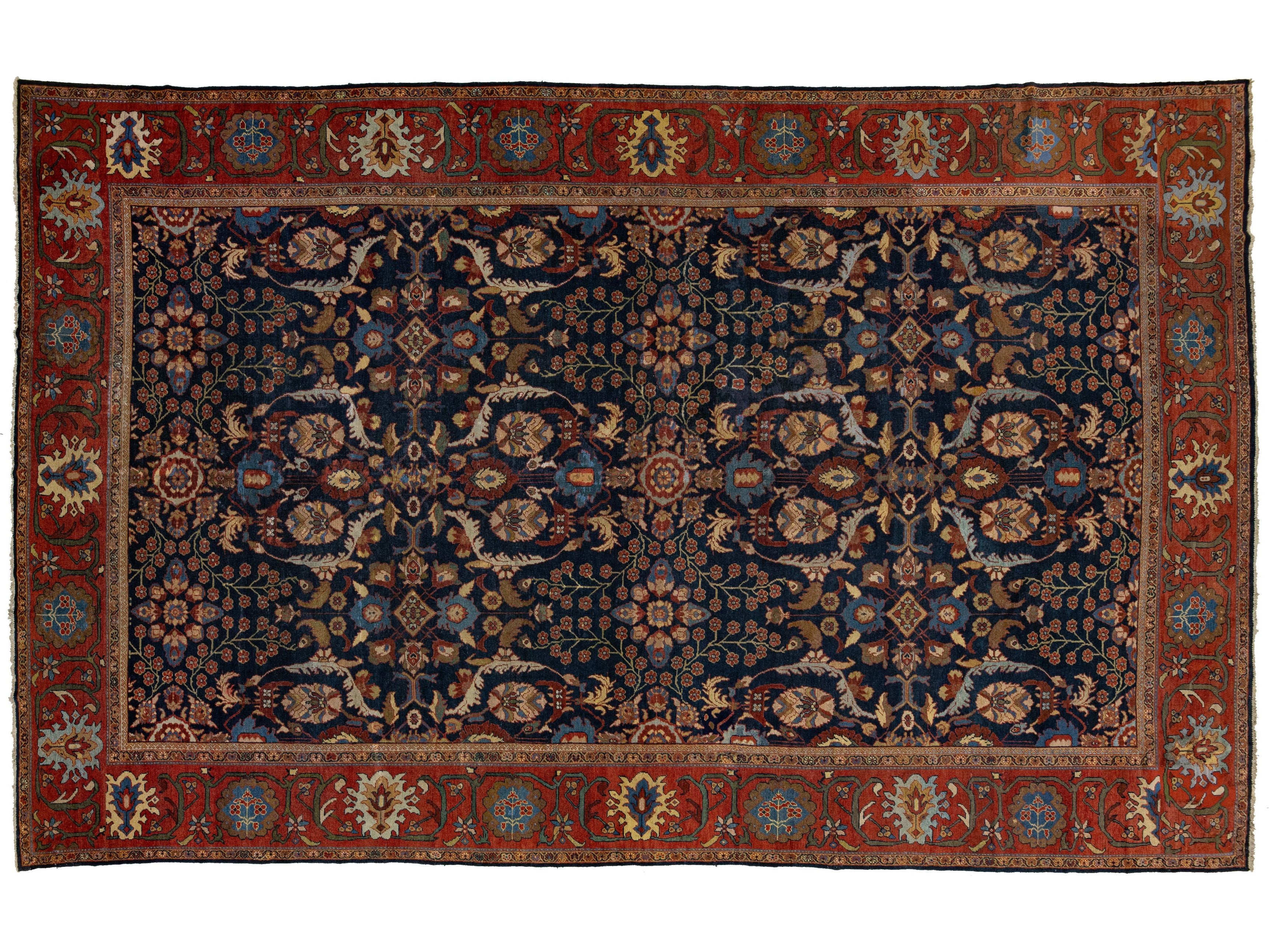 Antique Sultanabad Wool Rug 13 X 22