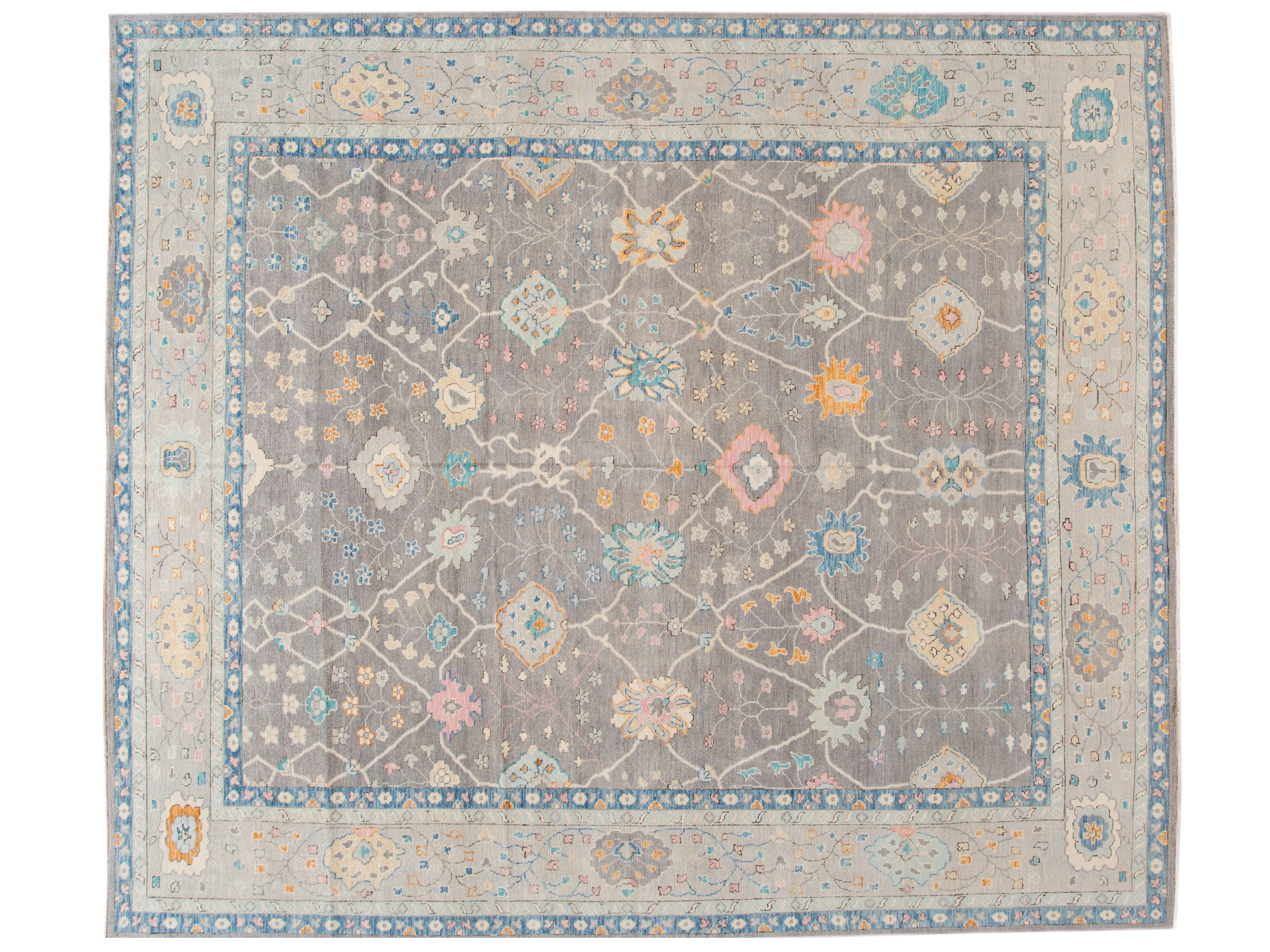 Modern Oushak Wool Rug 13 X 15