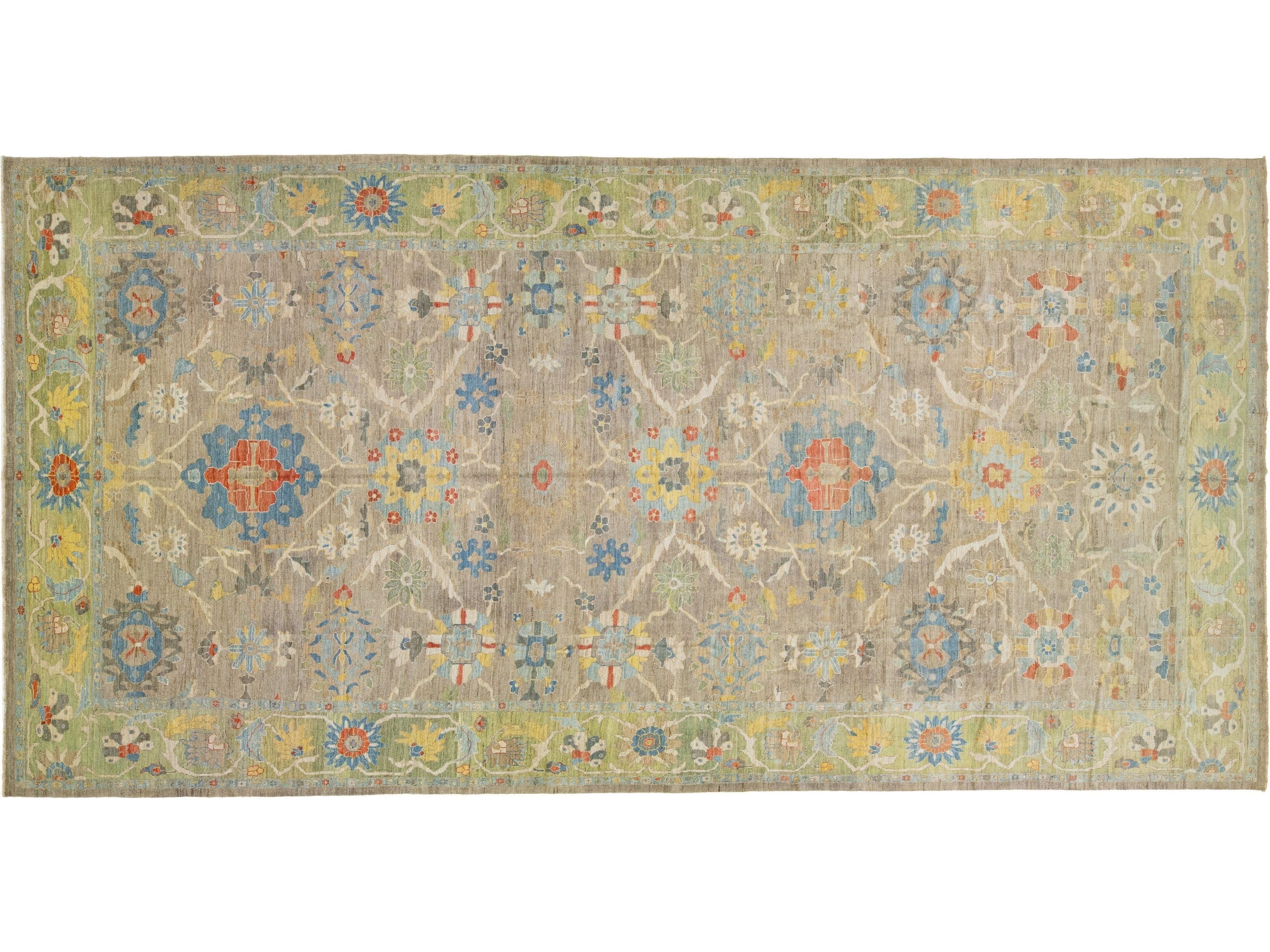 Modern Sultanabad Wool Rug 13 X 26
