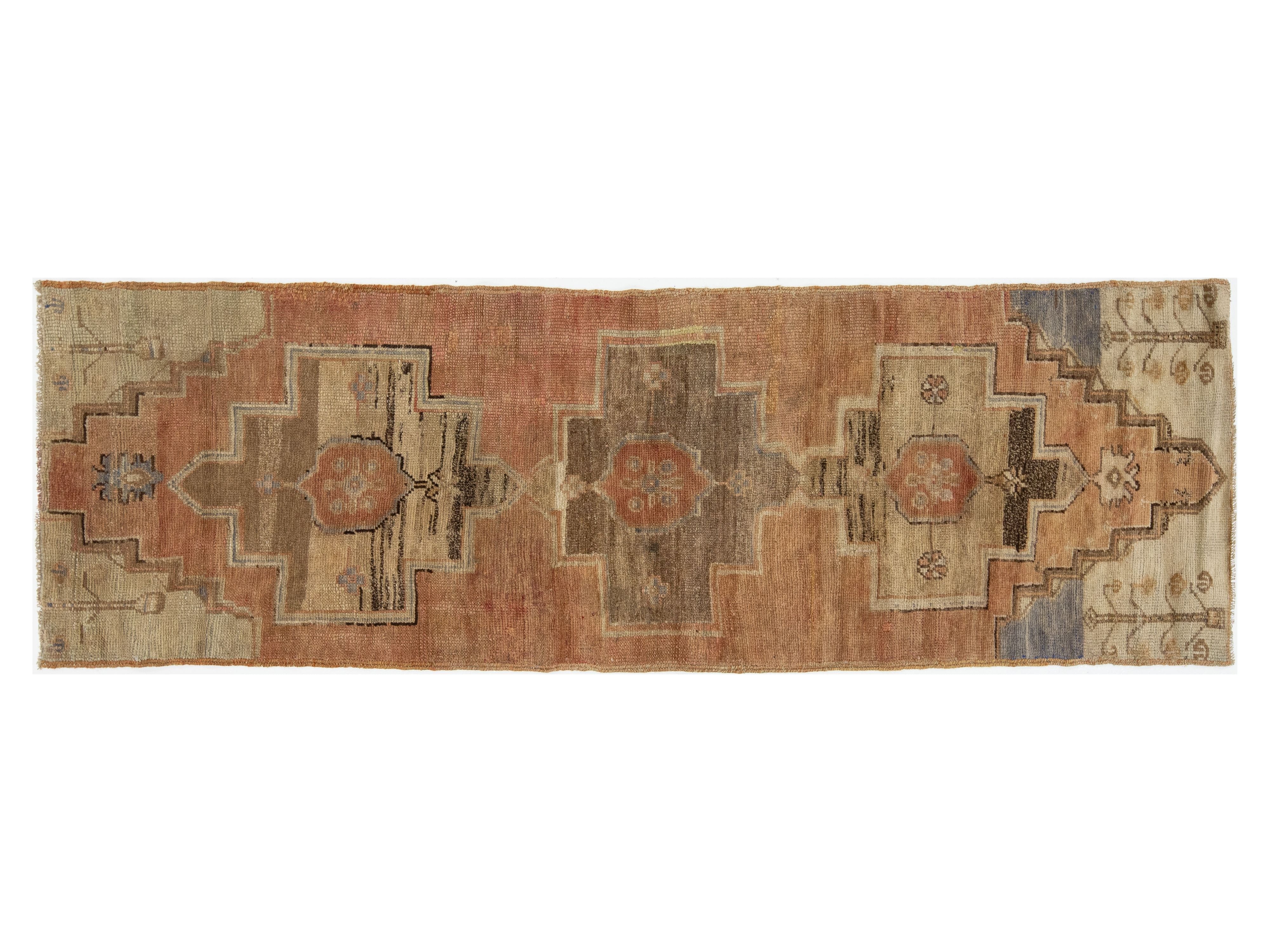 Vintage Turkish Anatolian Wool Runner Rug 2 X 7