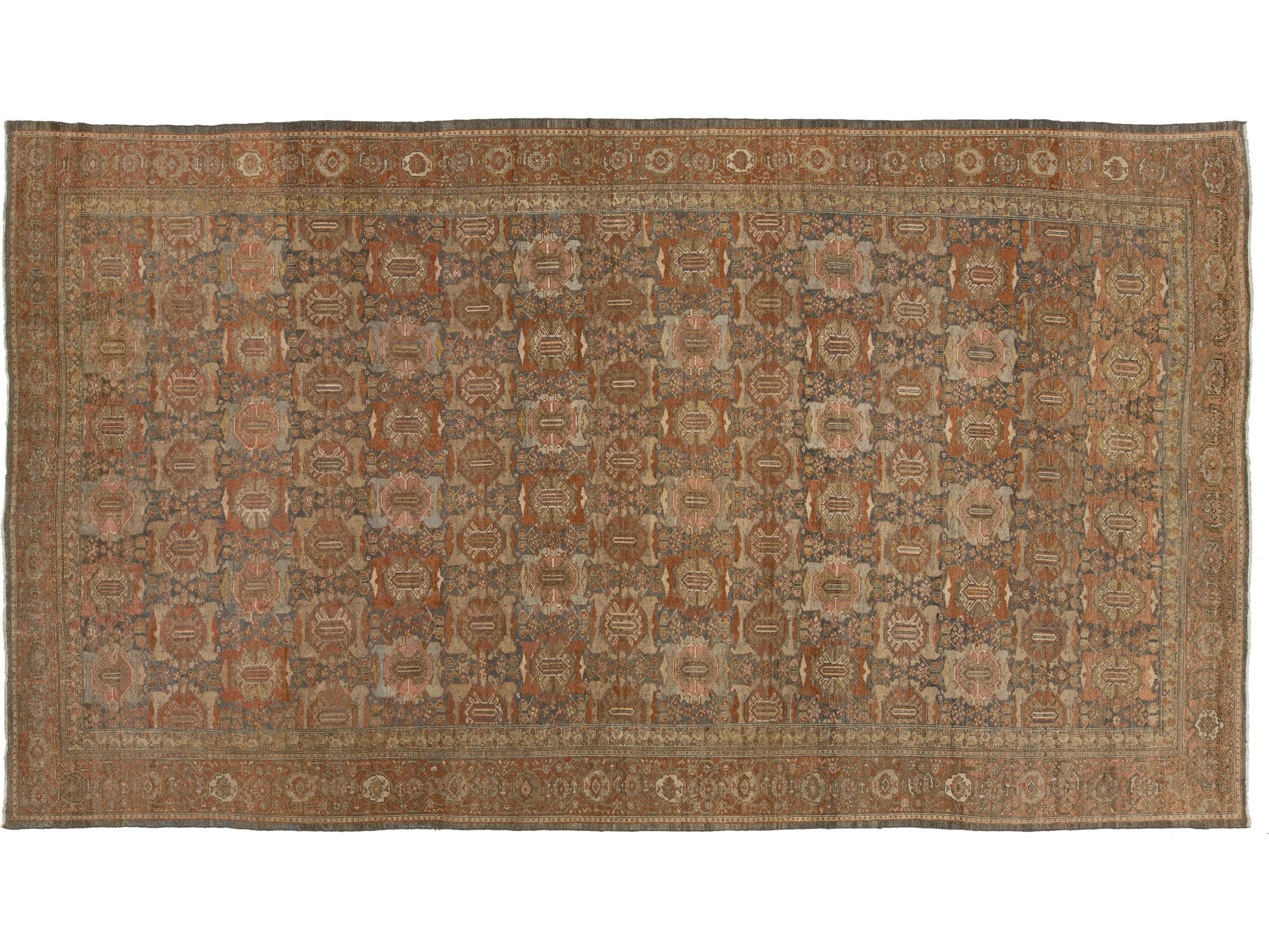 Antique Malayer Wool Rug 10 x 17