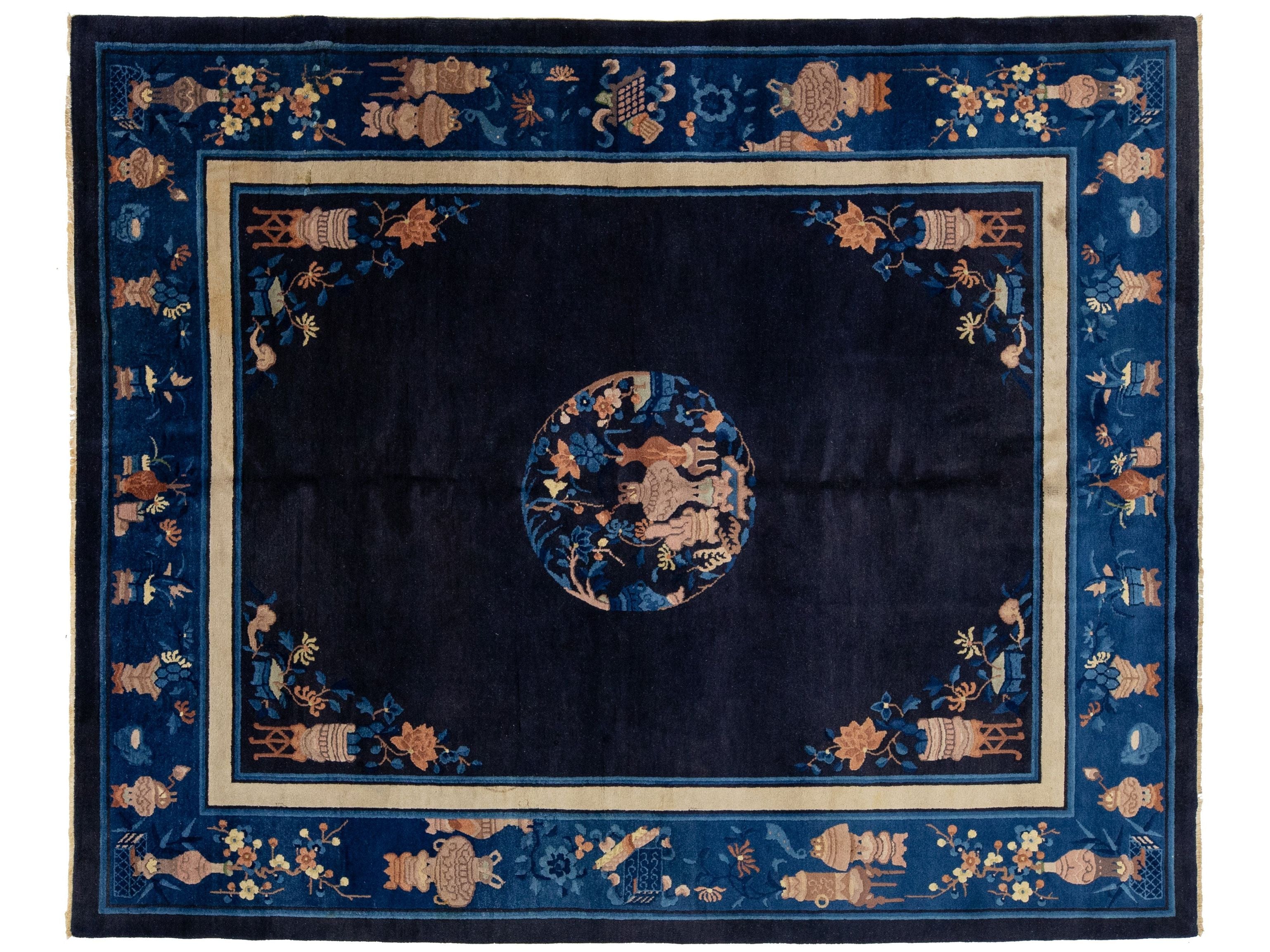 Antique Chinese Peking Wool Rug 8 X 10