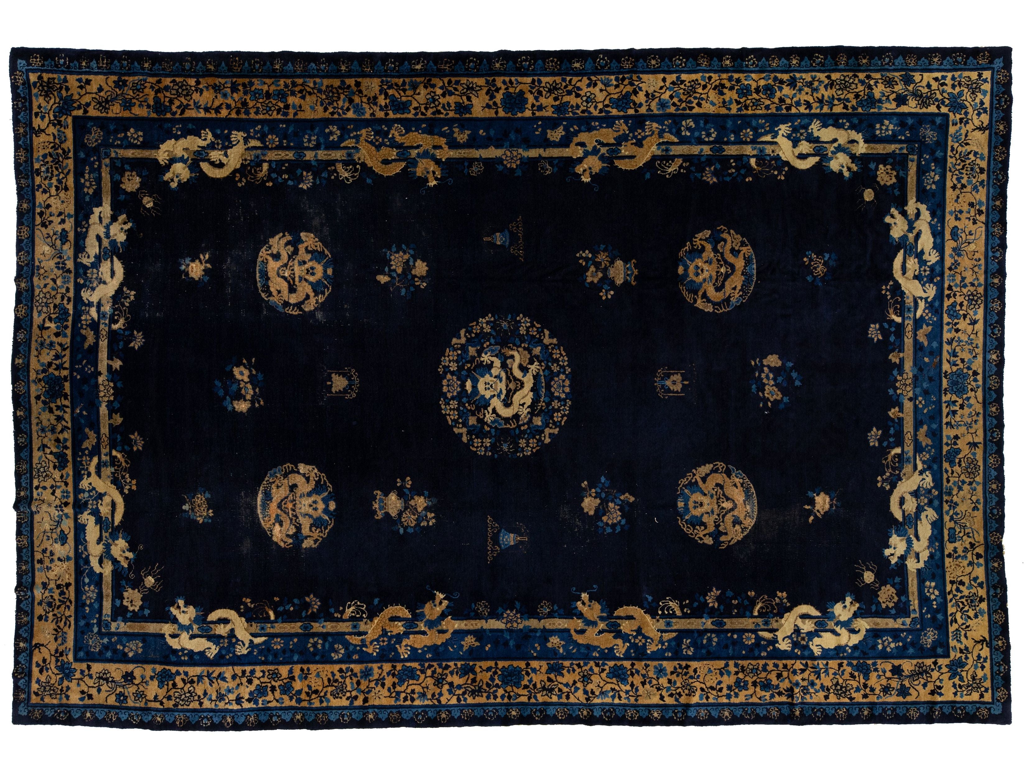 Antique Chinese Peking Wool Rug 10 X 15