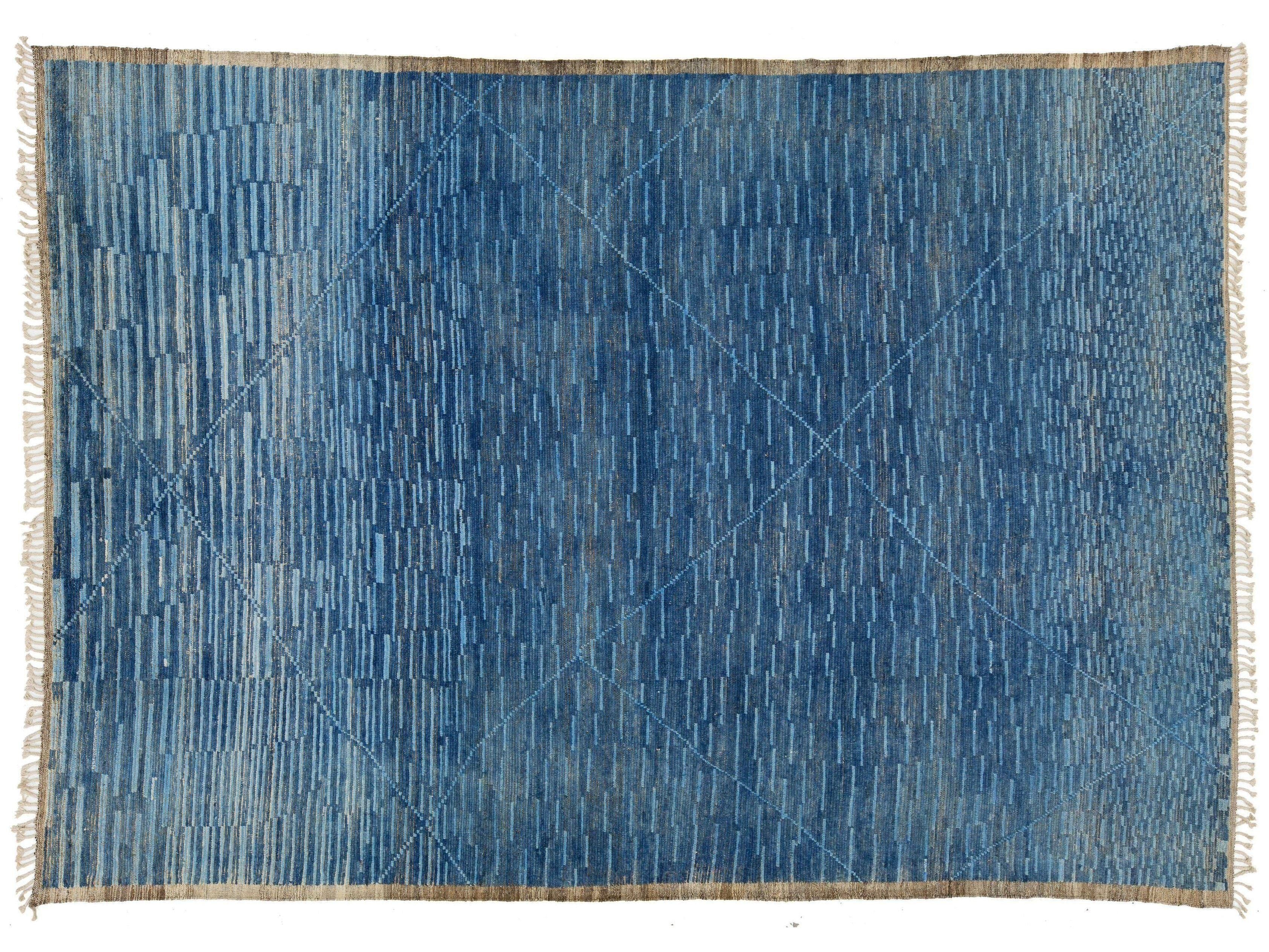 Modern Moroccan Wool Rug 9 X 13
