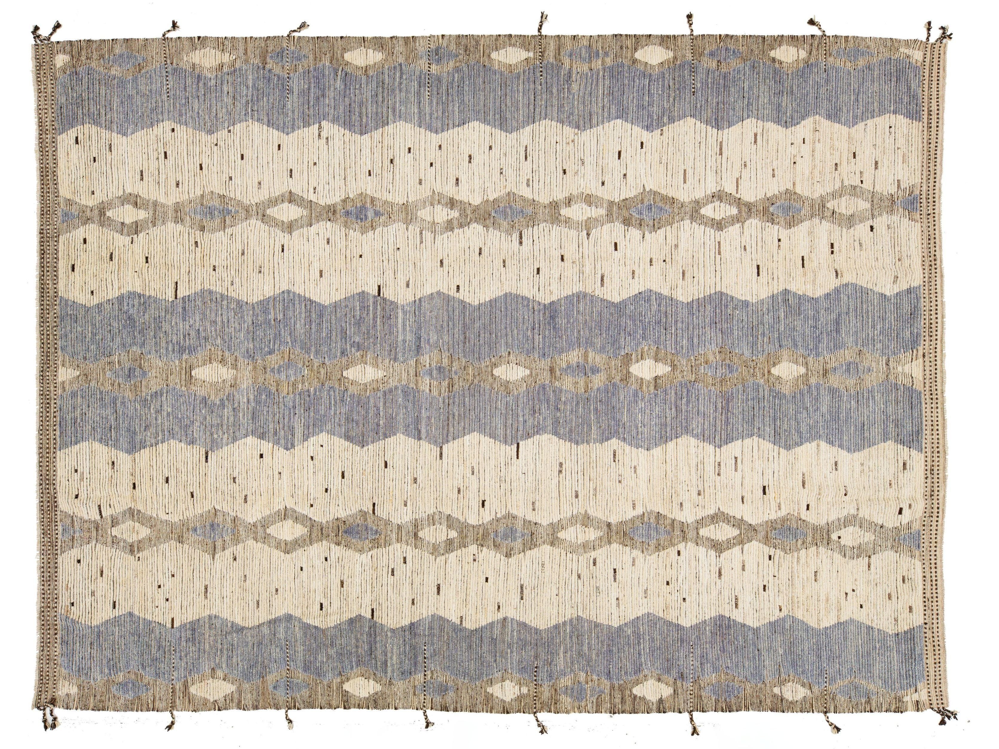 Modern Moroccan Wool Rug 11 X 14
