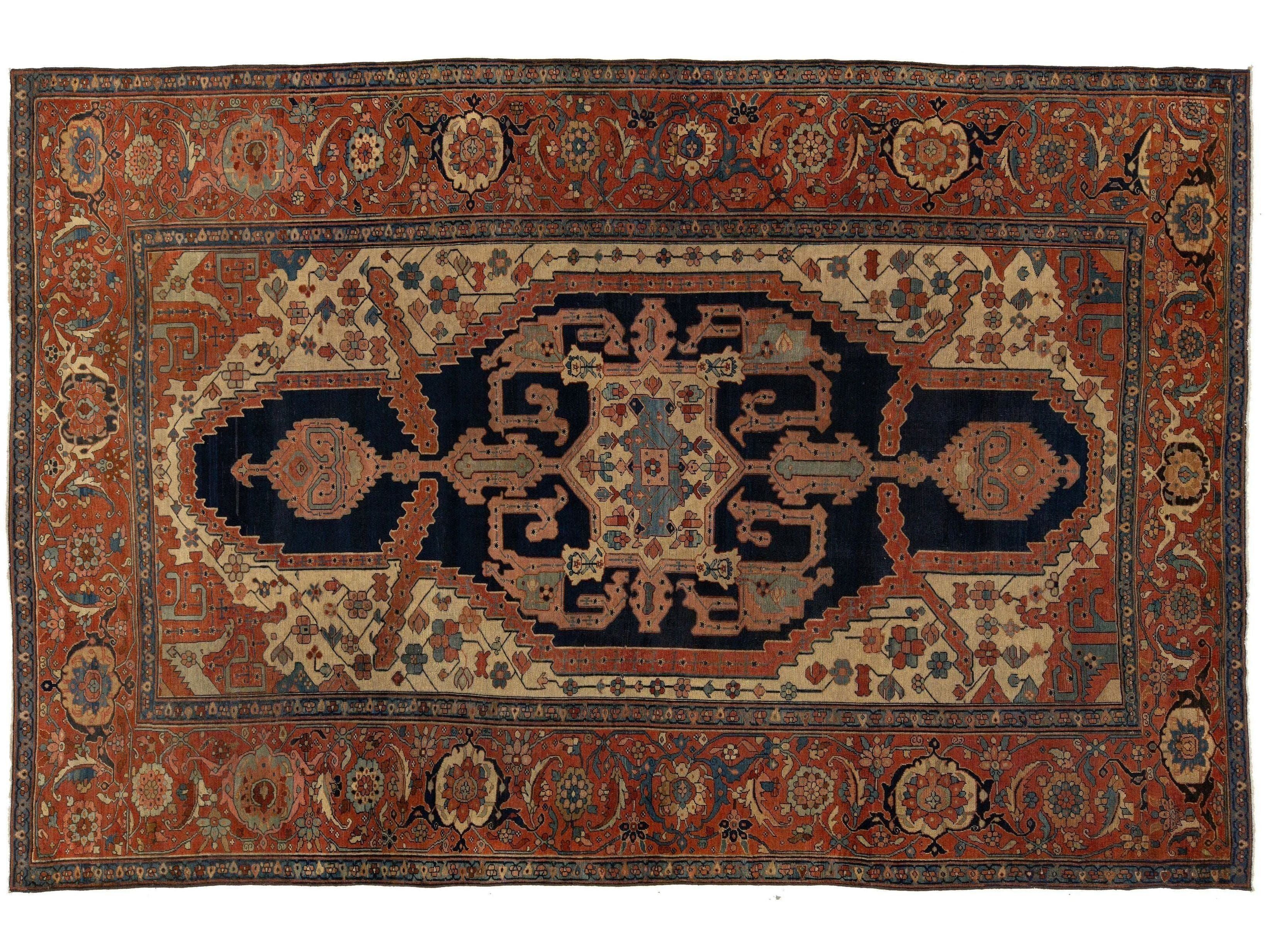 Antique Serapi Wool Rug 10 X 14