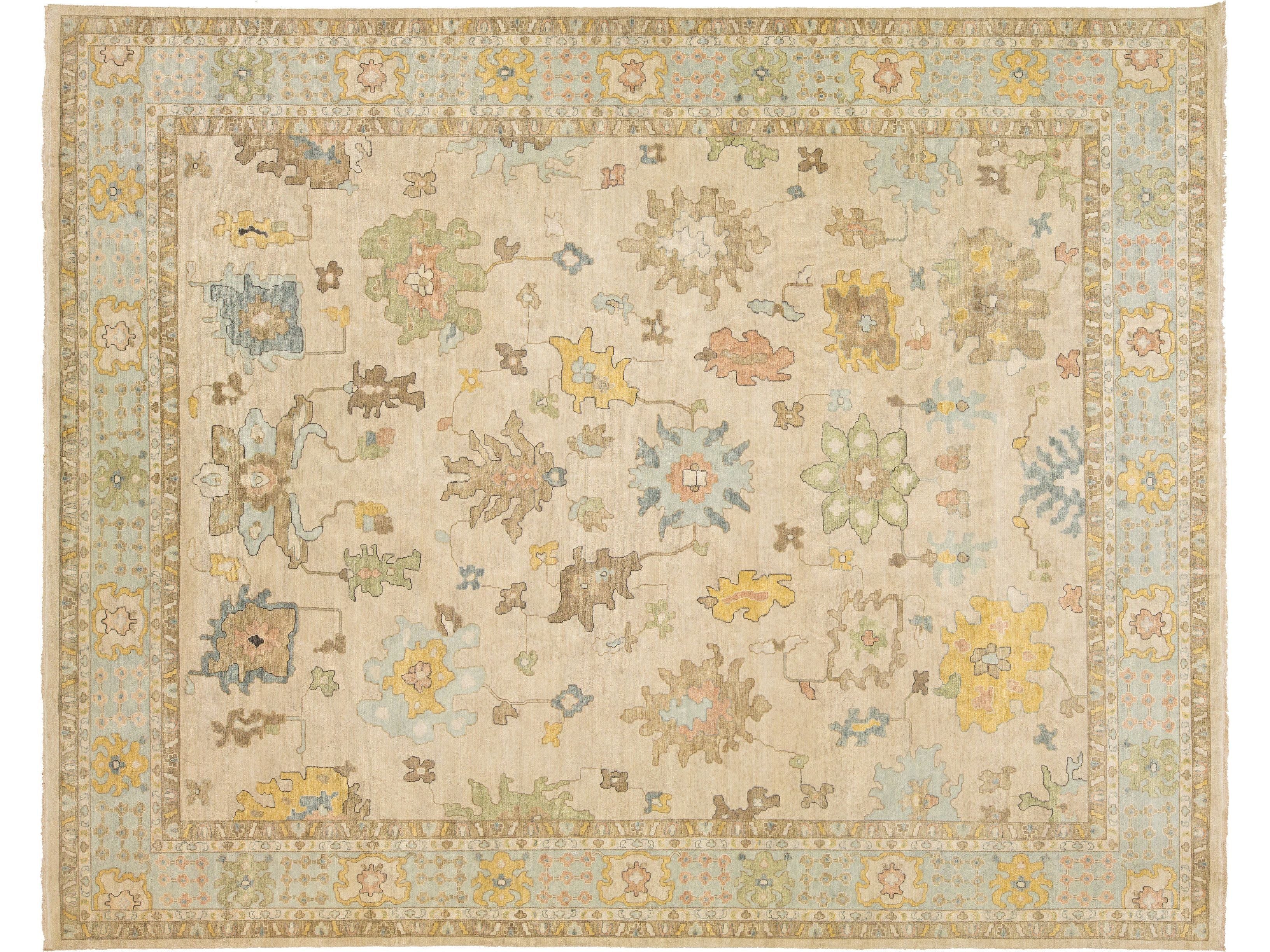 Modern Oushak Wool Rug 12 X 15
