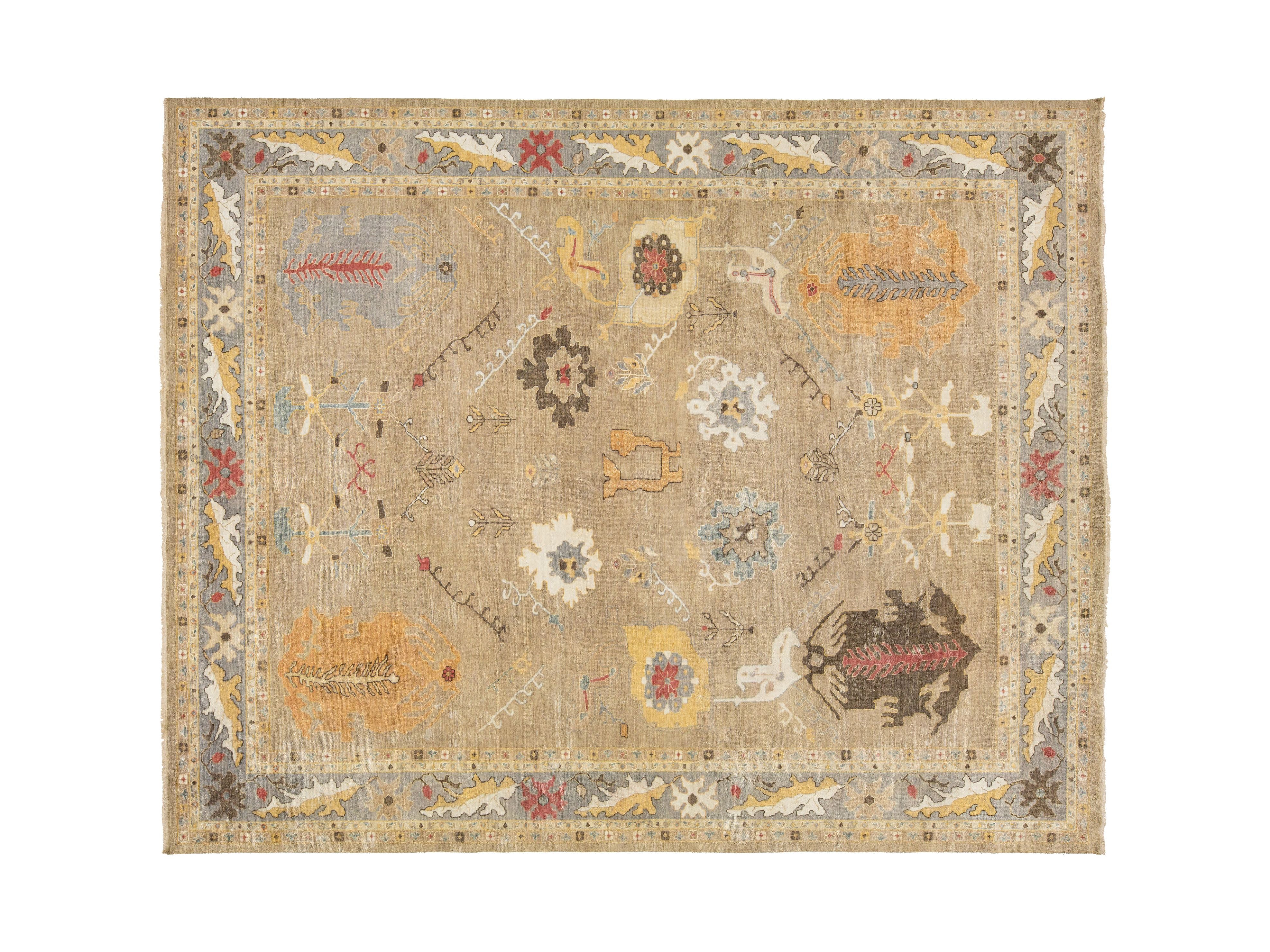 Modern Oushak Wool Rug 12 X 15