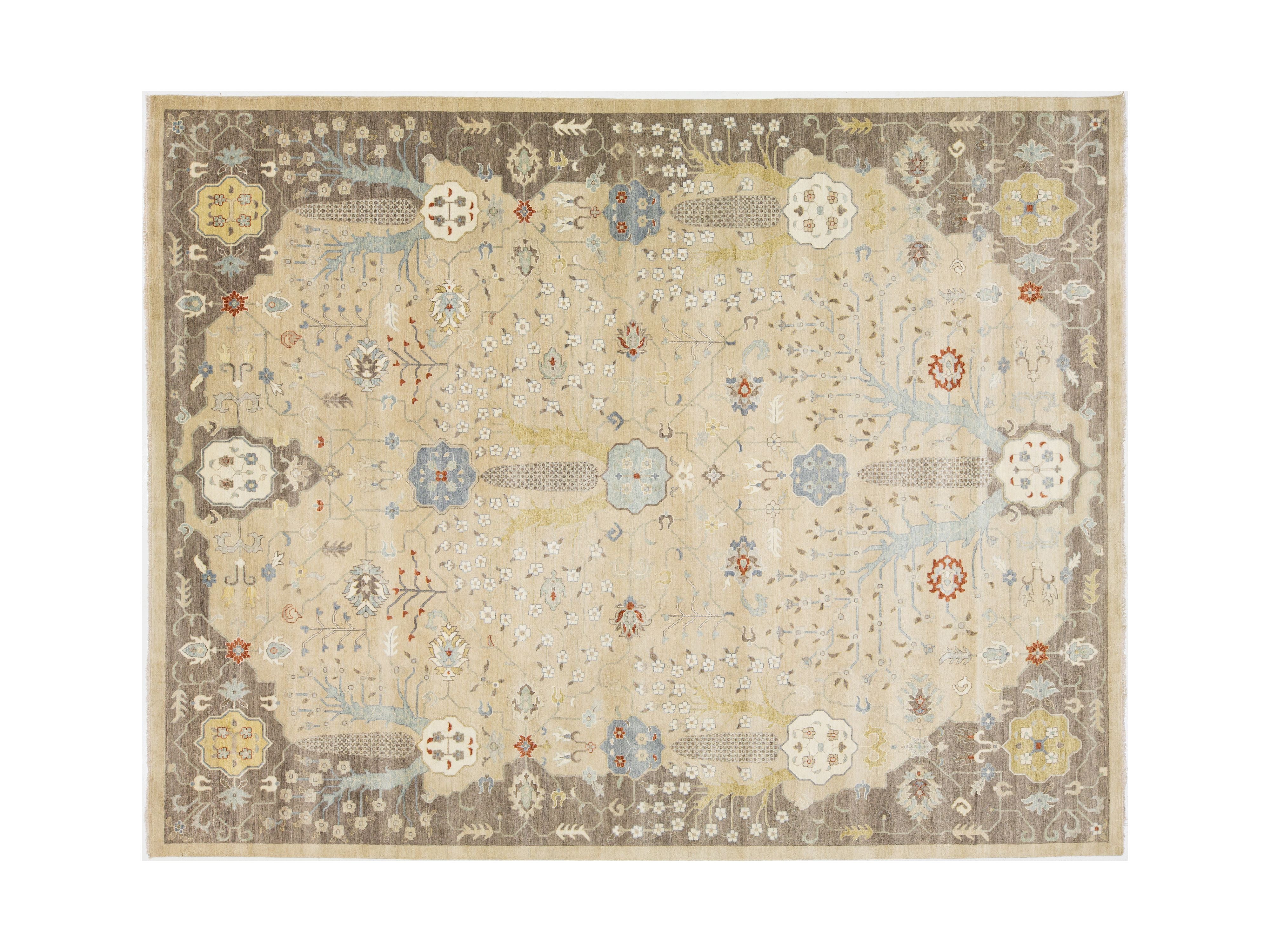 Modern Oushak Wool Rug 12 X 15