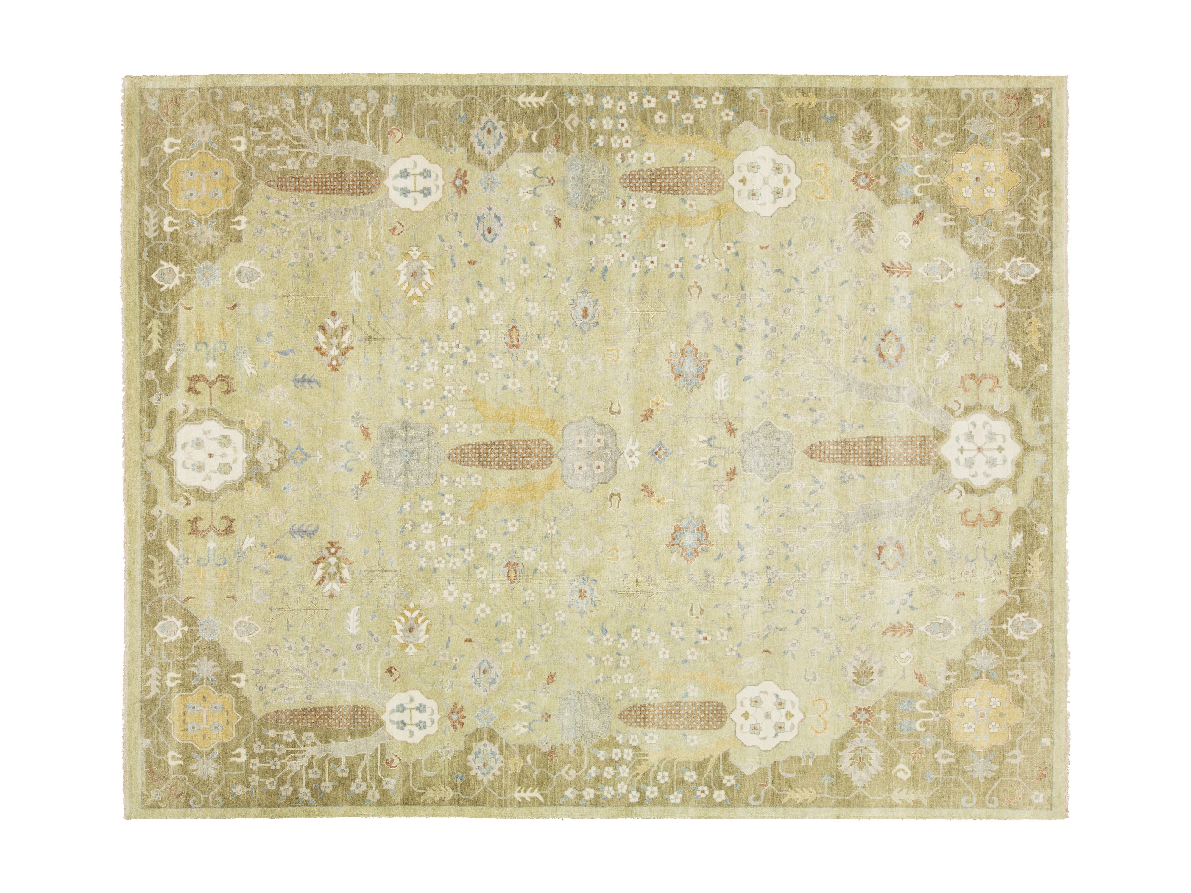 Modern Oushak Wool Rug 12 X 15