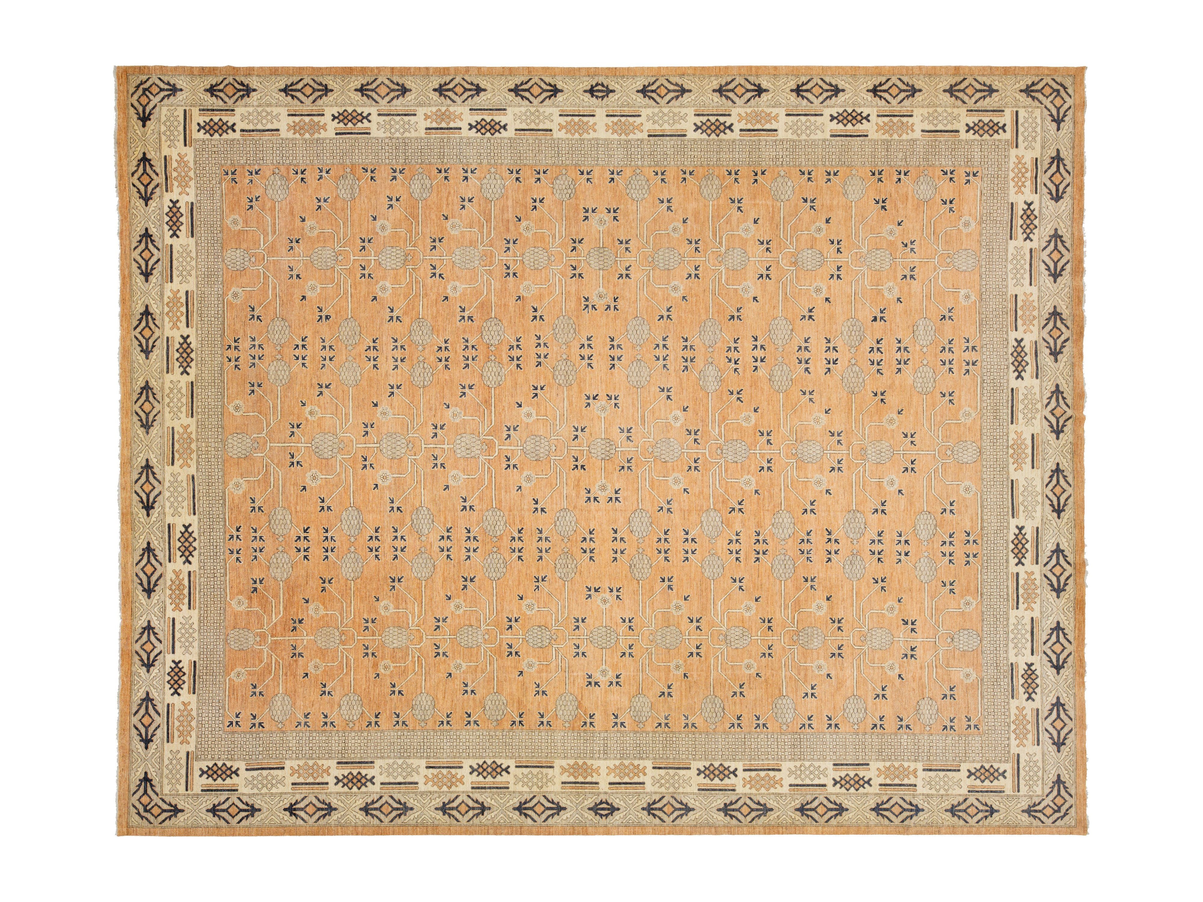 Modern Khotan Wool Rug 15 X 19