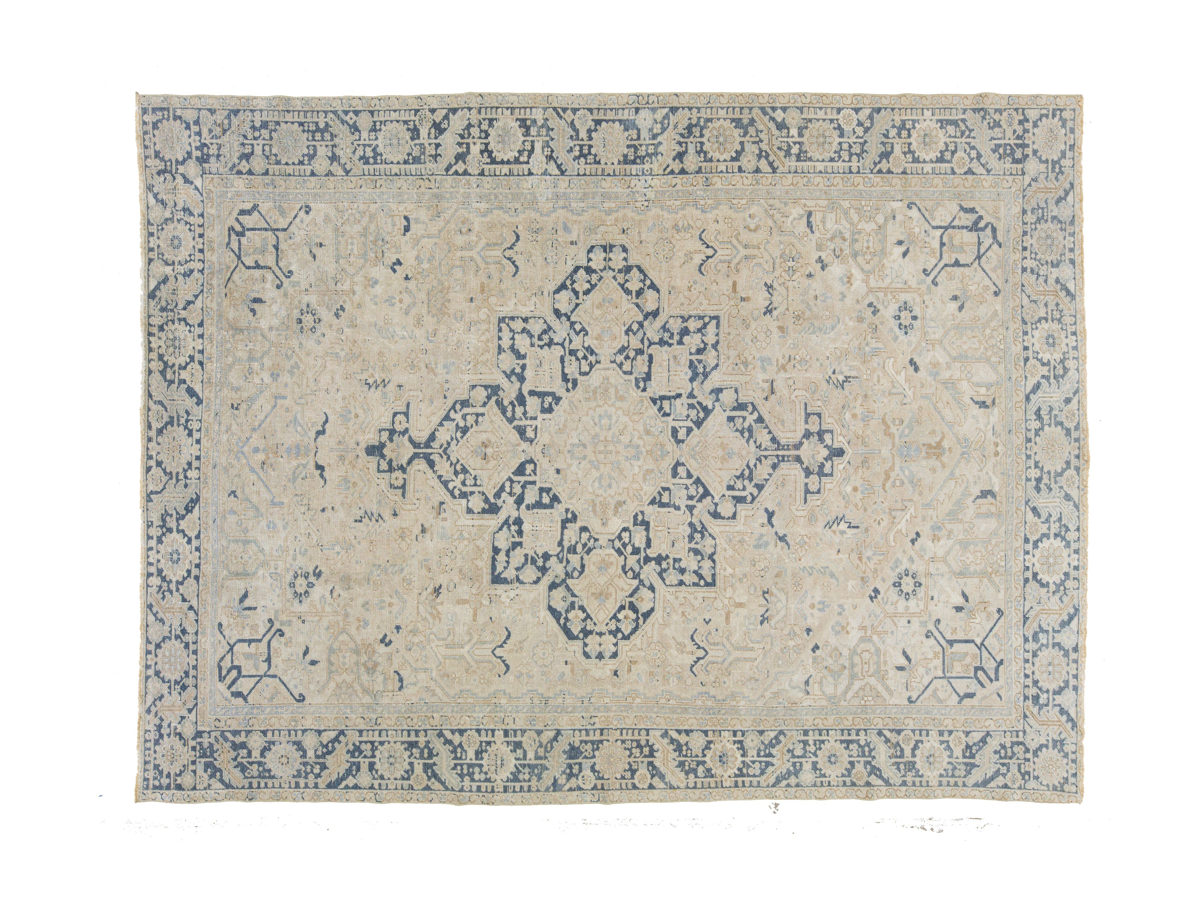 Antique Serapi Wool Rug 9 X 12