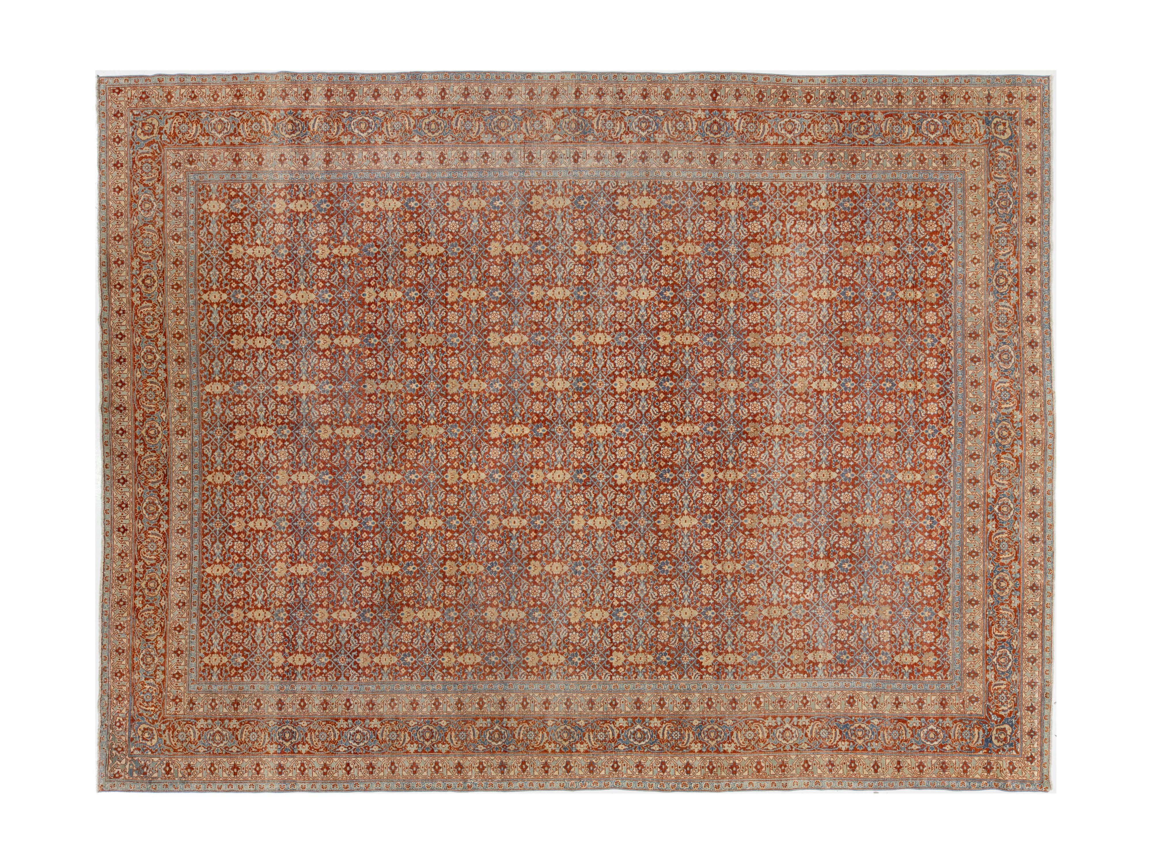 Antique Tabriz Wool Rug 10 X 13