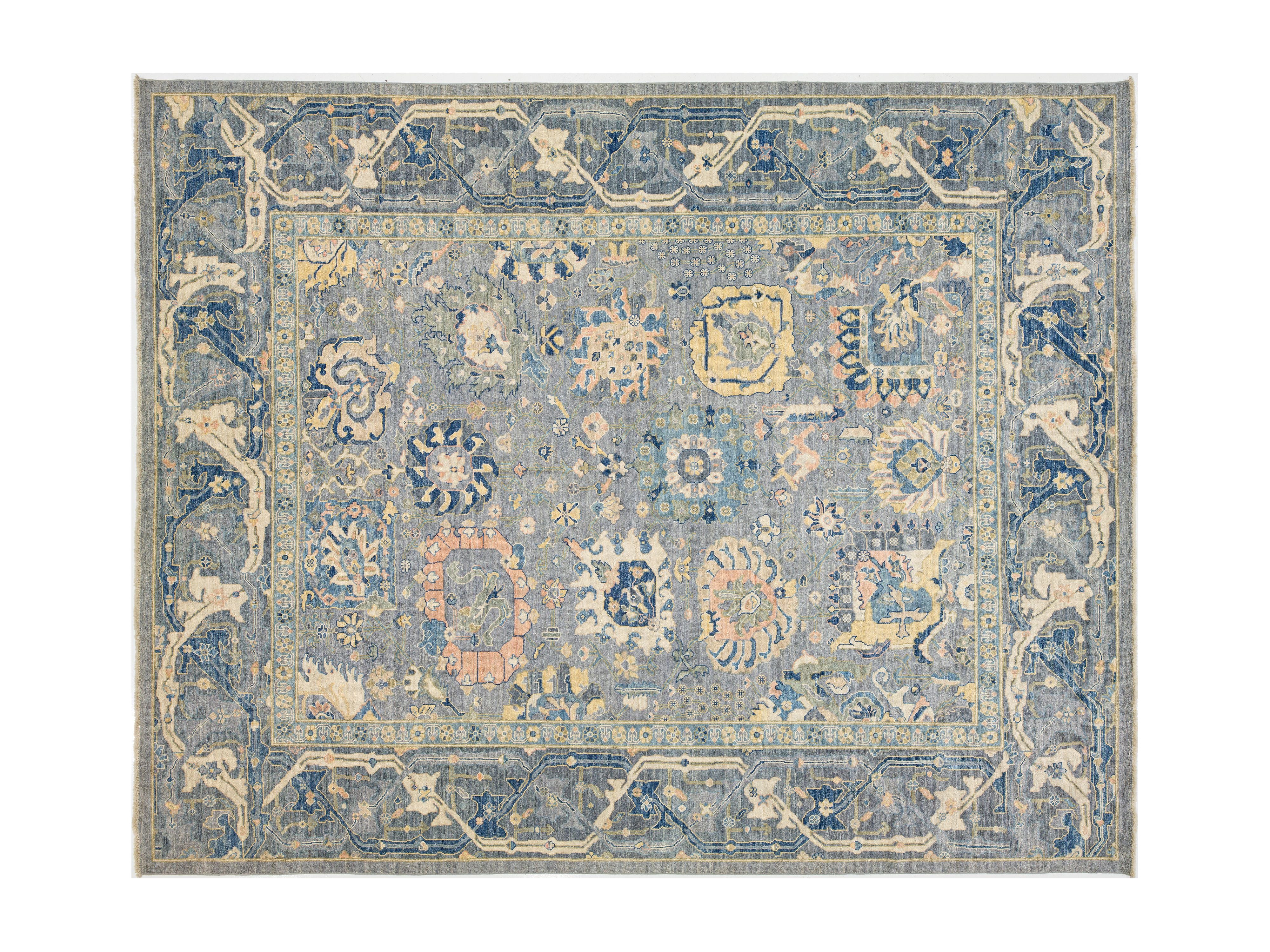 Modern Oushak Wool Rug 12 X 15