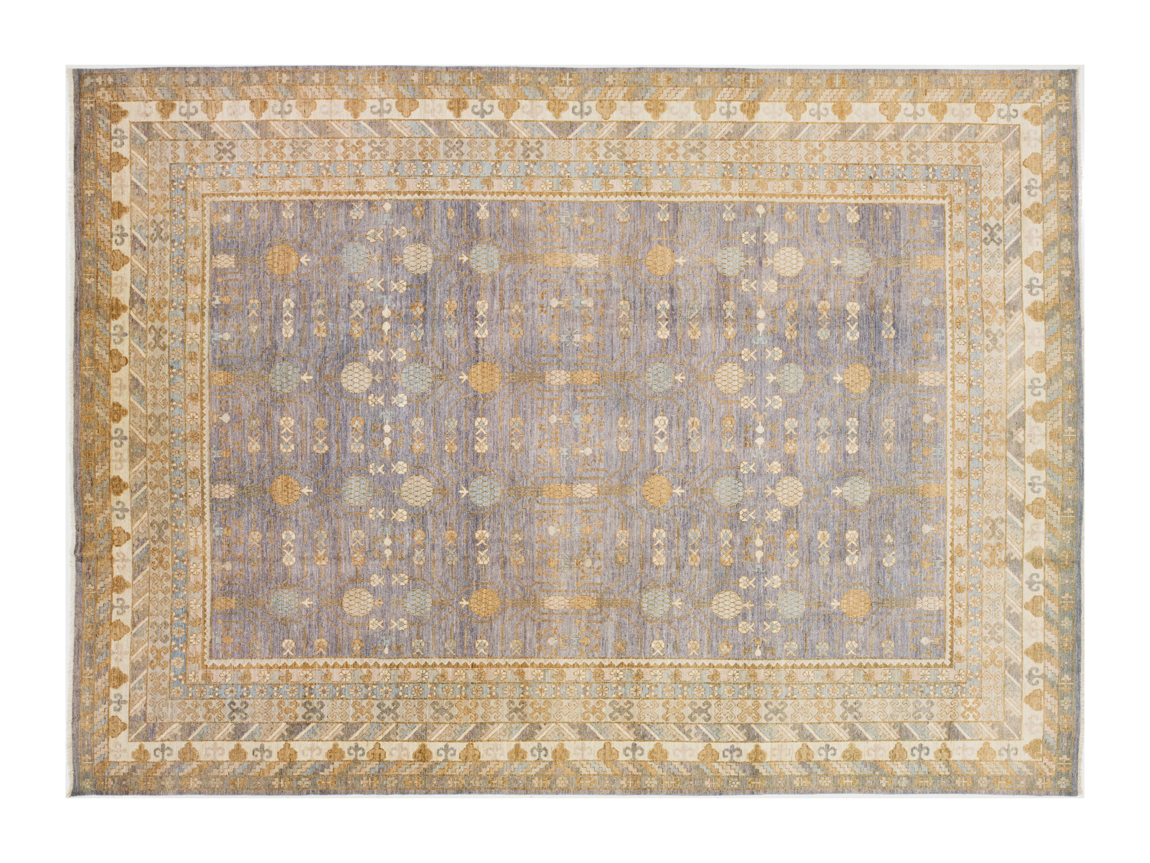 Modern Khotan Wool Rug 12 X 17