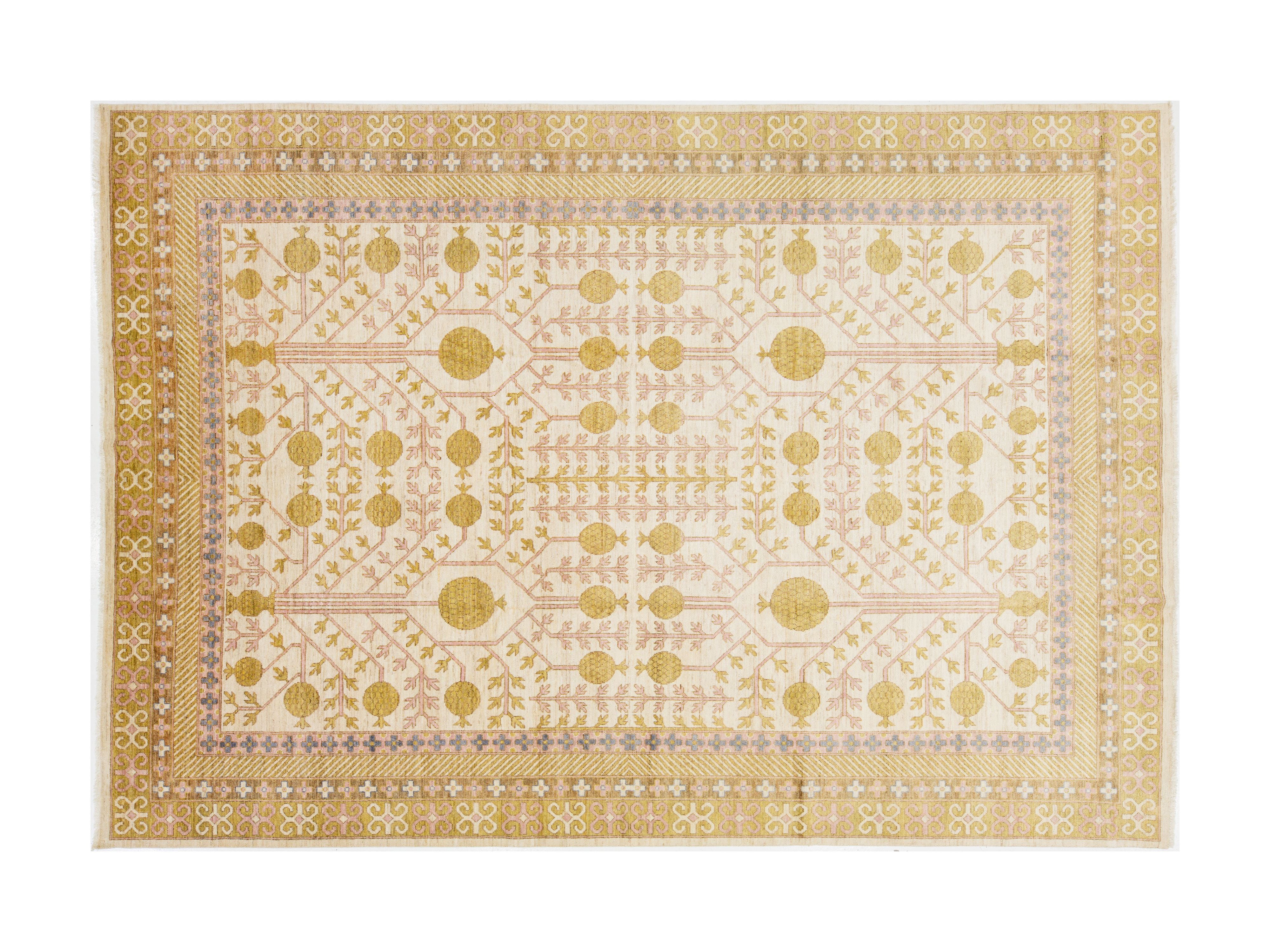 Modern Khotan Style Wool Rug 10 X 14