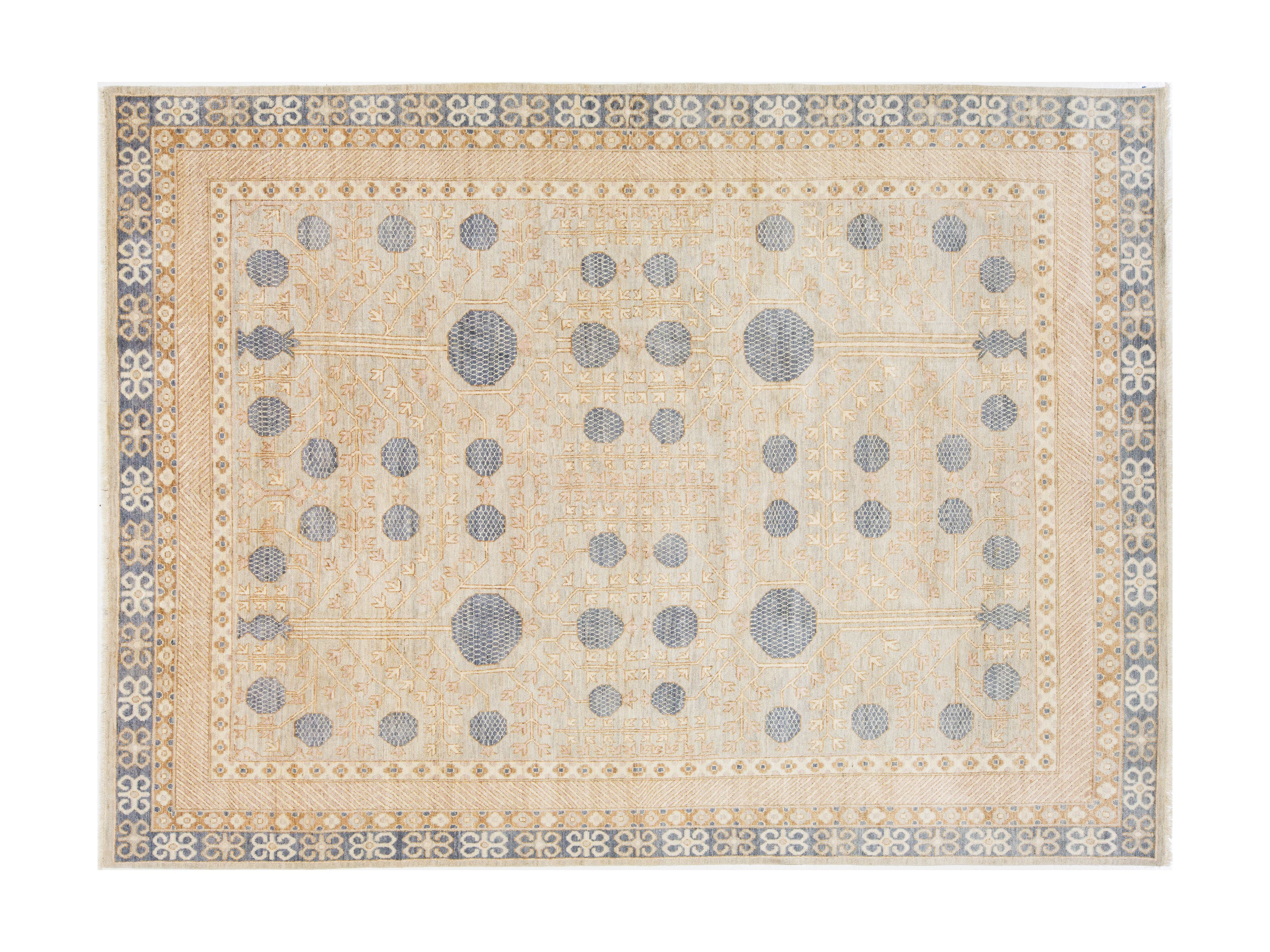 Modern Khotan Wool Rug 9 X 12