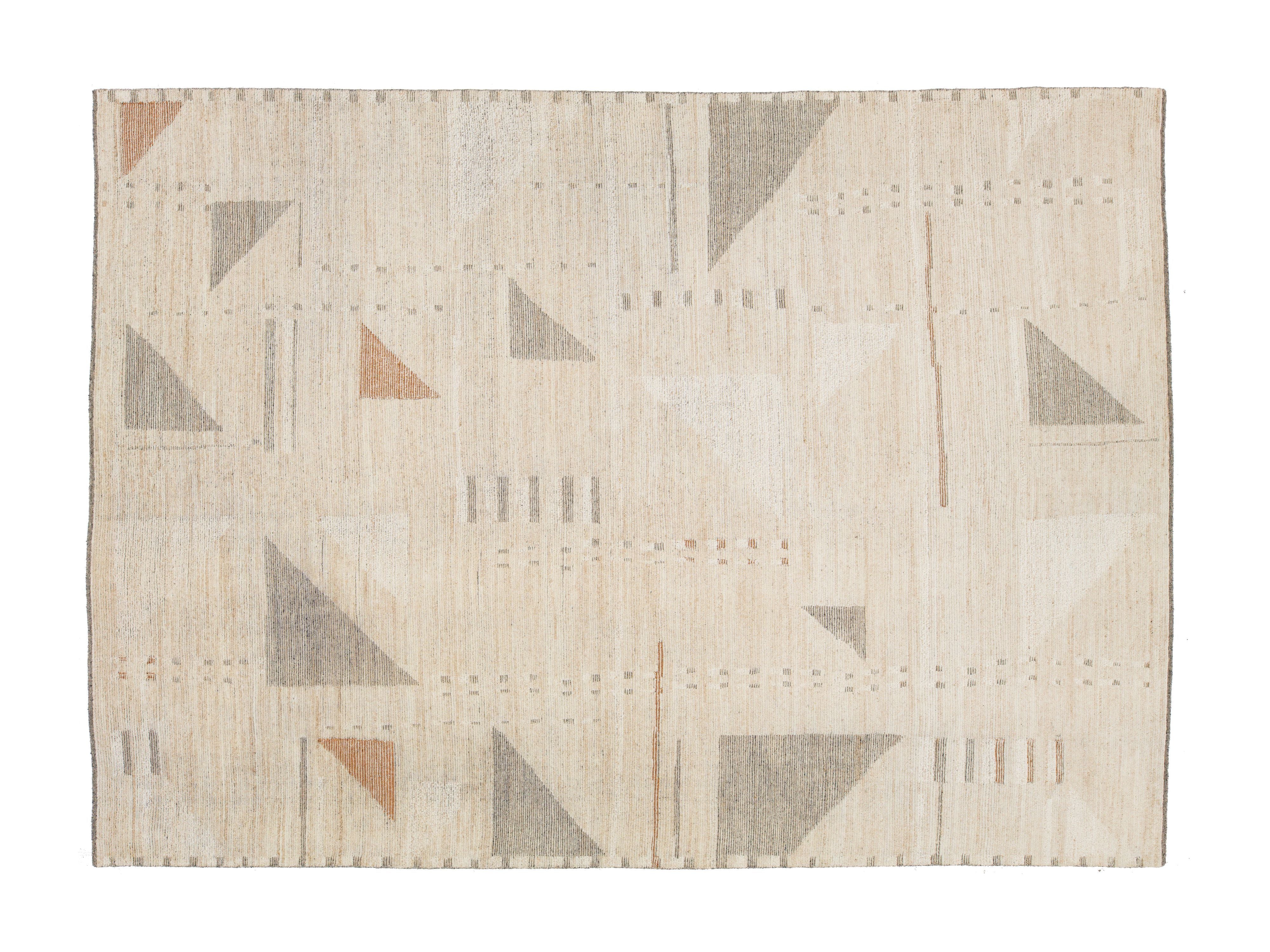 Modern Moroccan Wool Rug 10 X 14