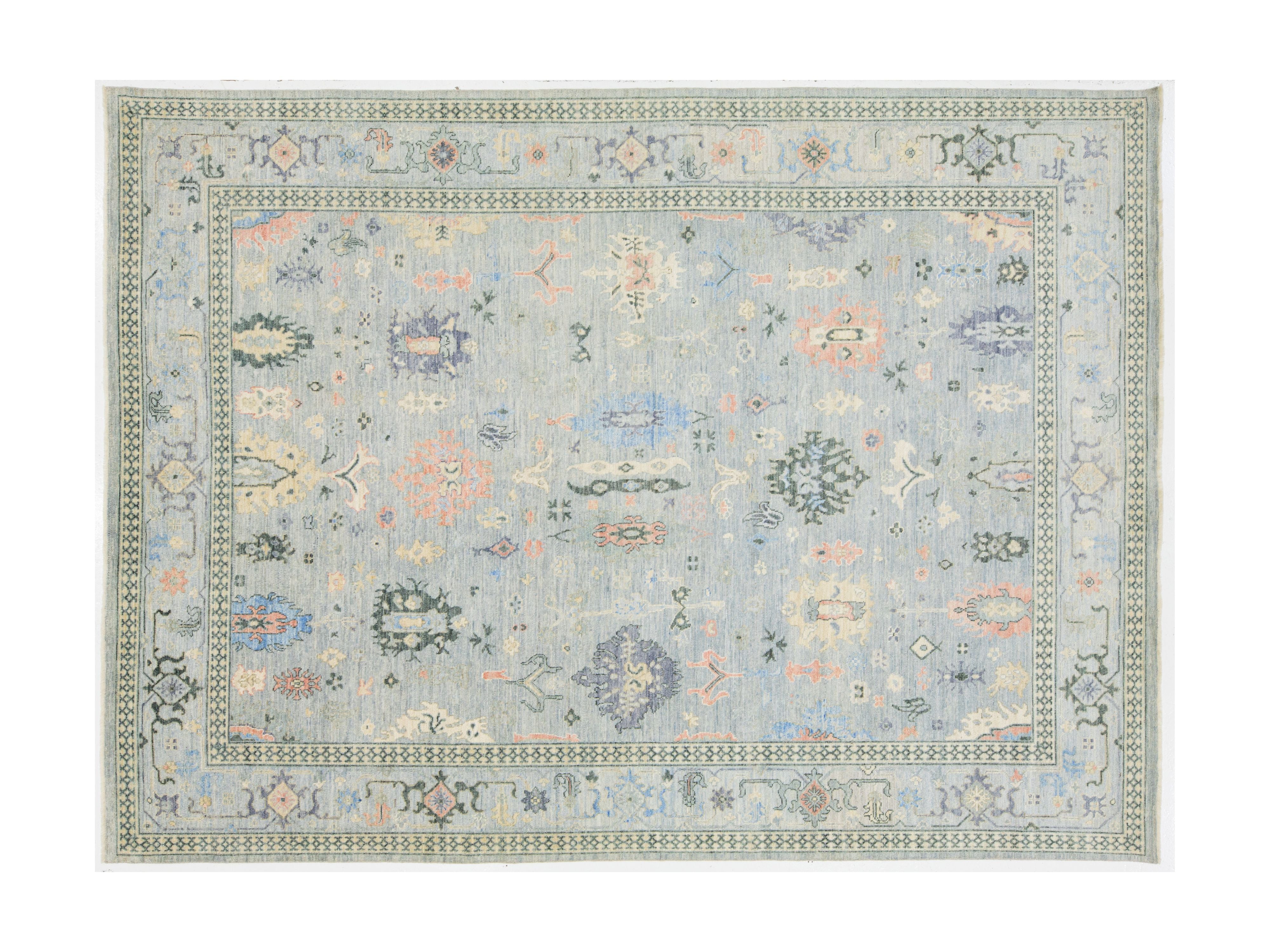 Modern Oushak Wool Rug 9 X 12
