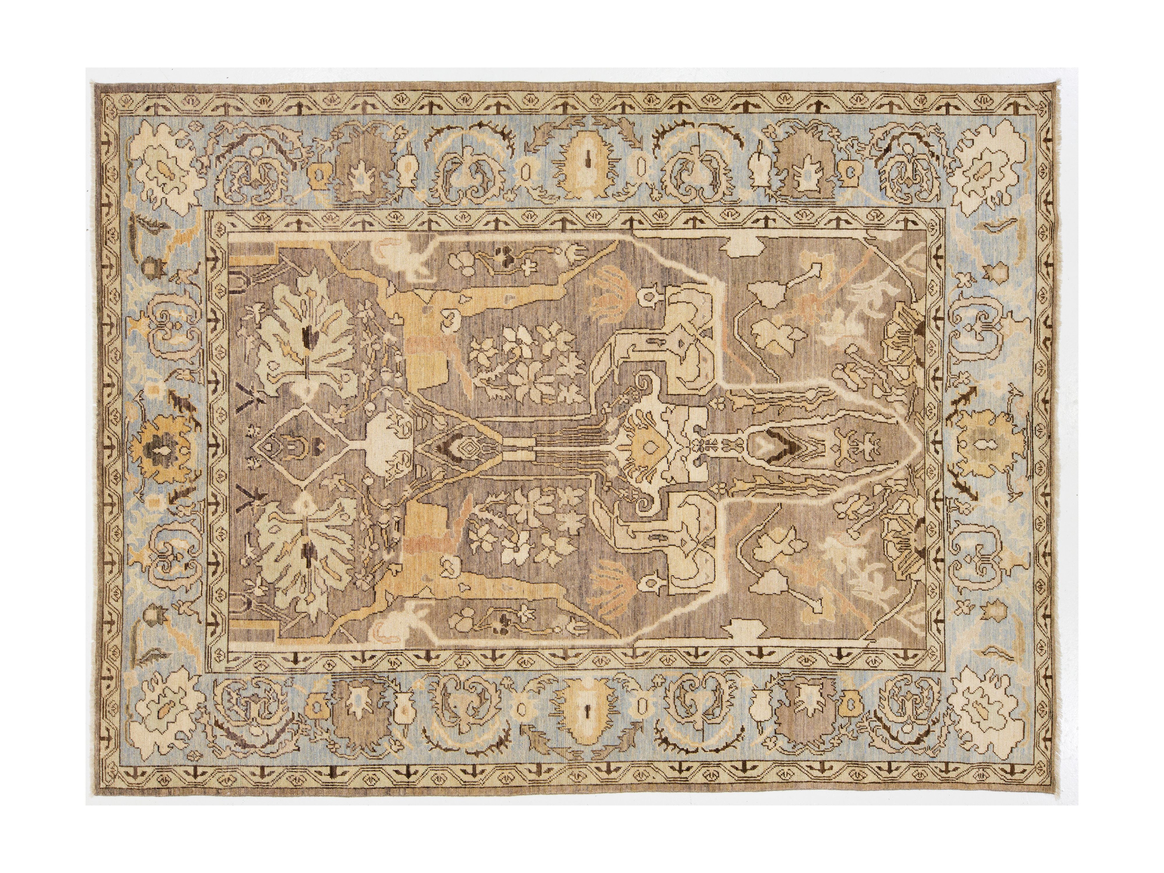 Modern Oushak Wool Rug 9 X 12