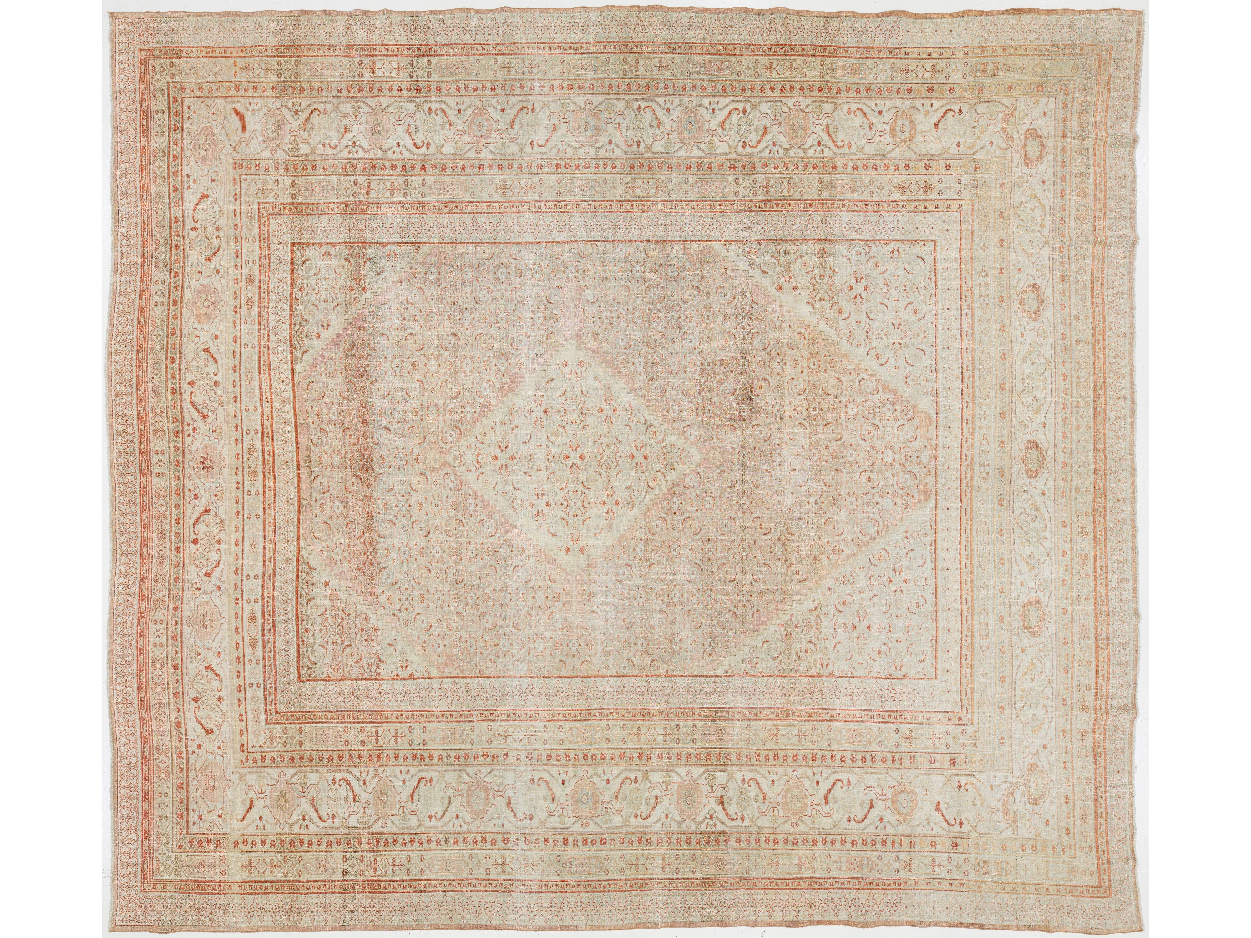 Antique Tabriz Wool Rug 12 X 13