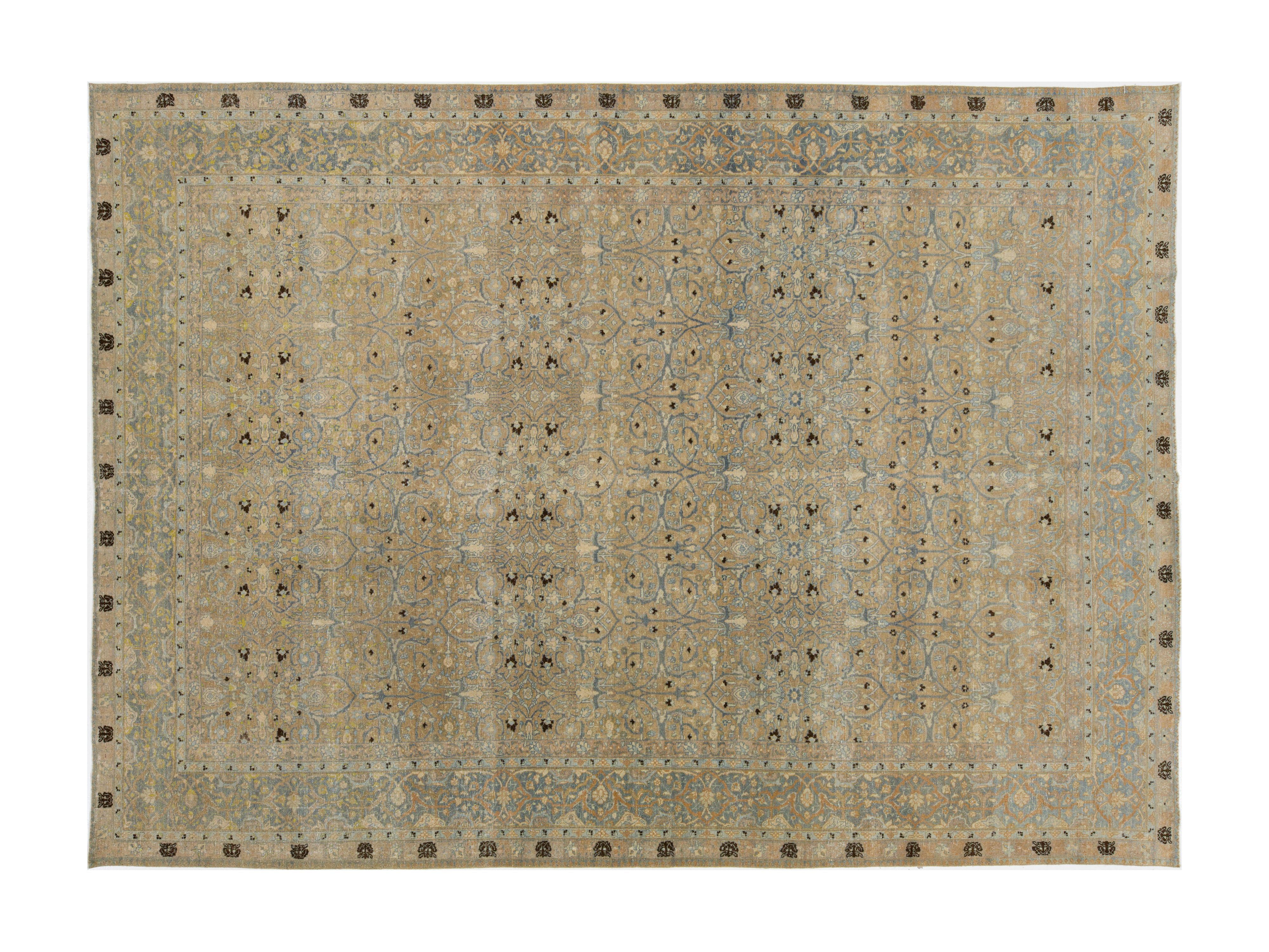 Antique Tabriz Wool Rug 9 X 13
