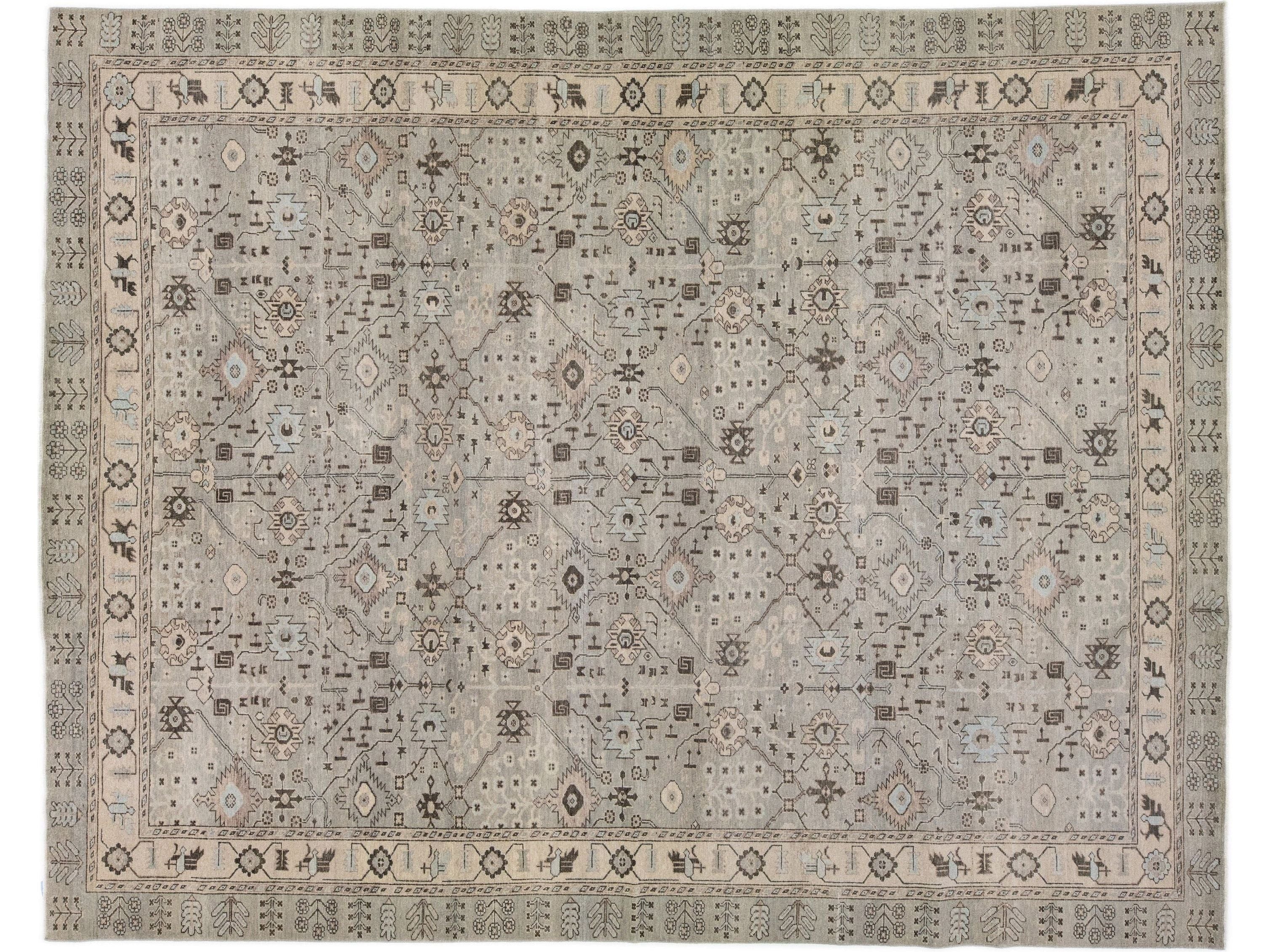 Modern Khotan Wool Rug 12 X 15