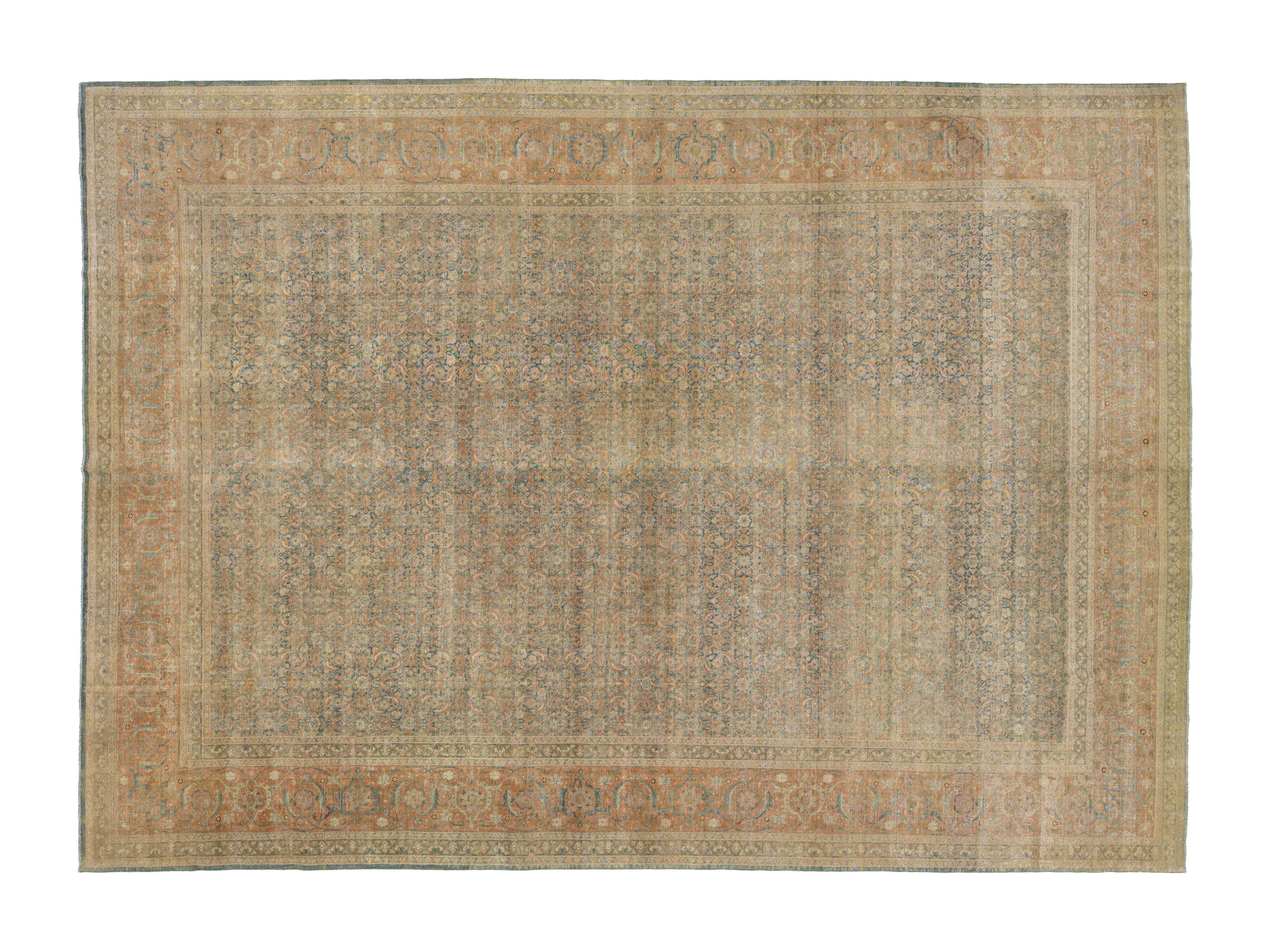 Antique Tabriz Wool Rug 11 X 16