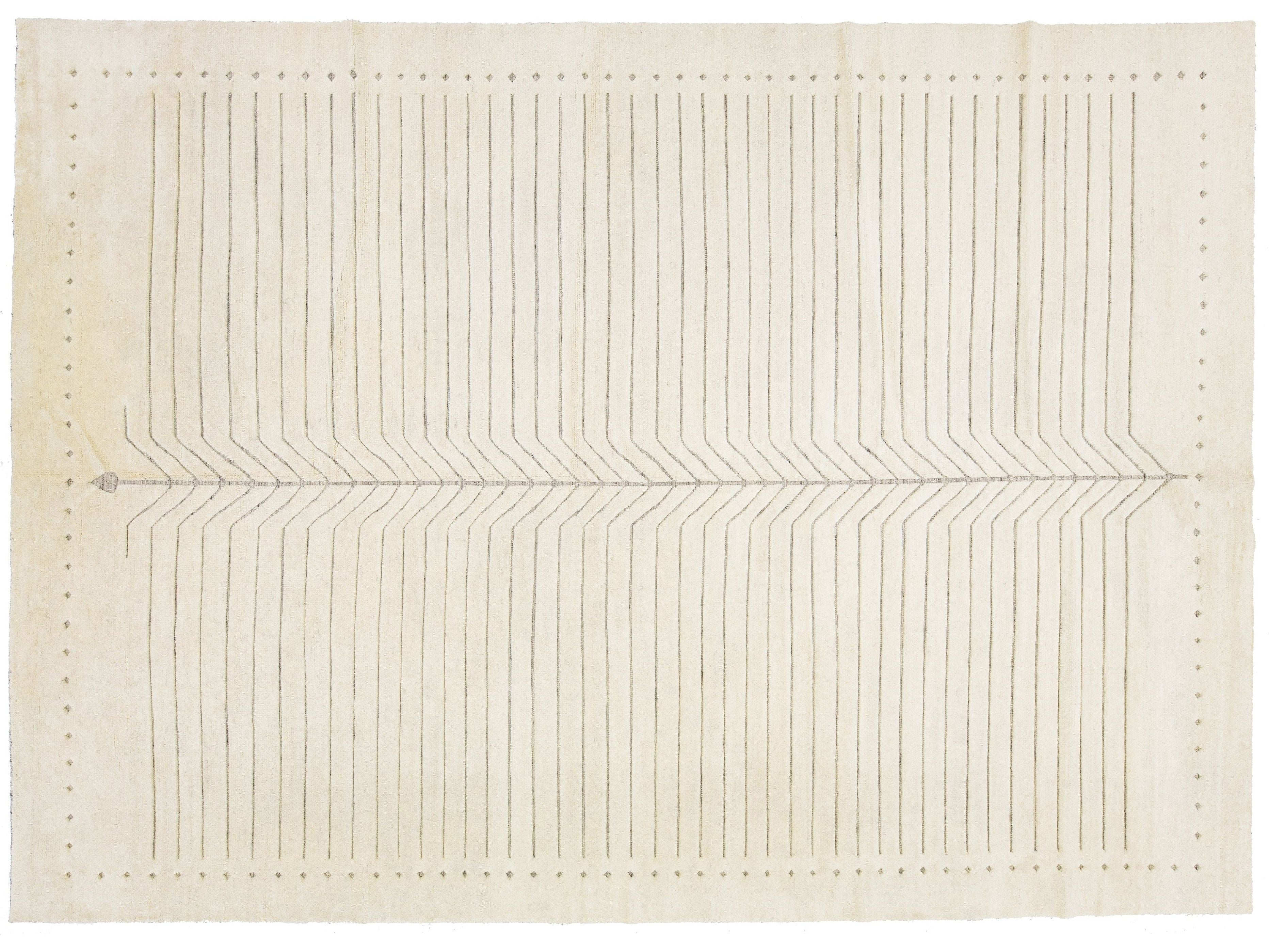 Modern Moroccan Wool Rug 10 X 14