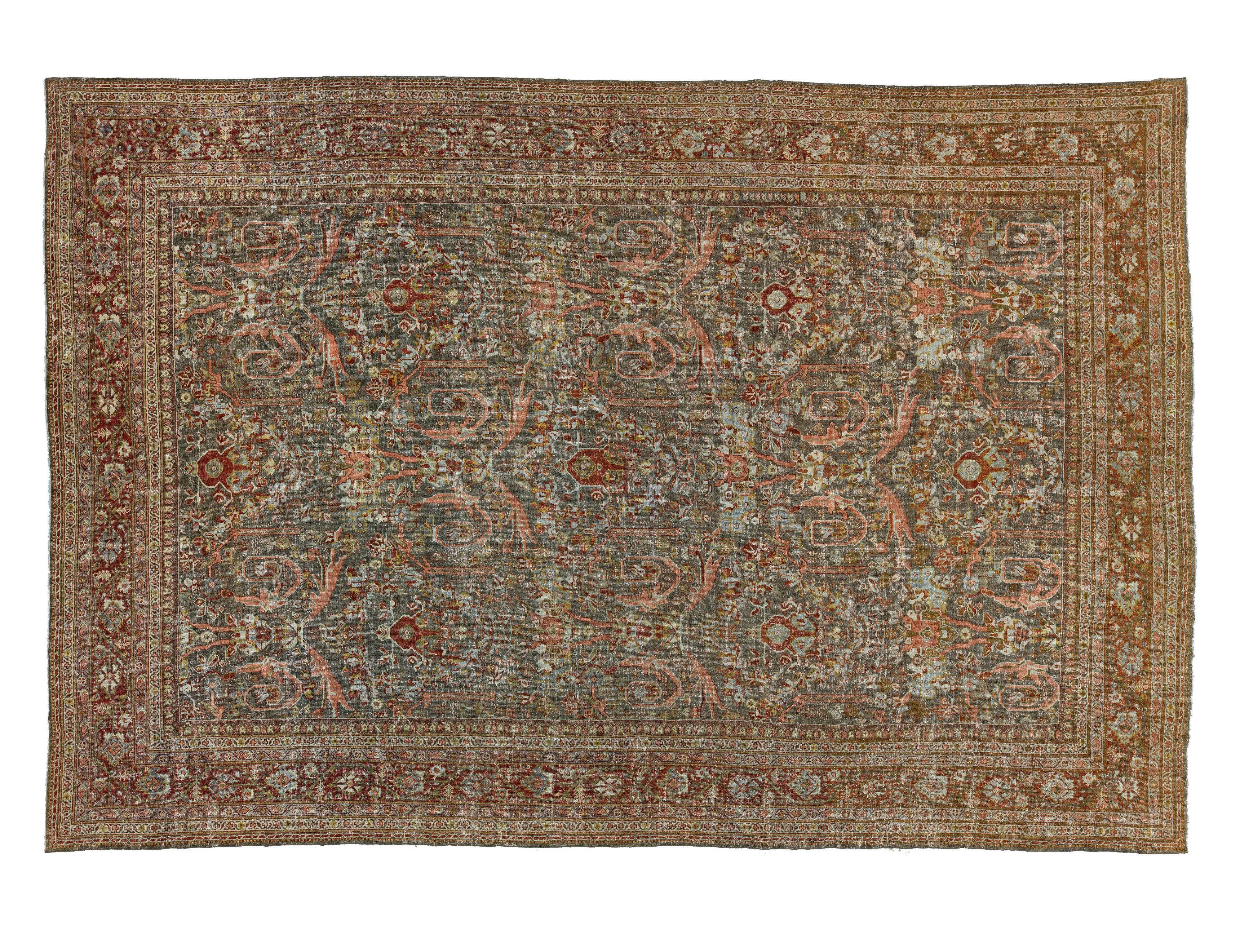 Antique Mahal Wool Rug 11 X 16