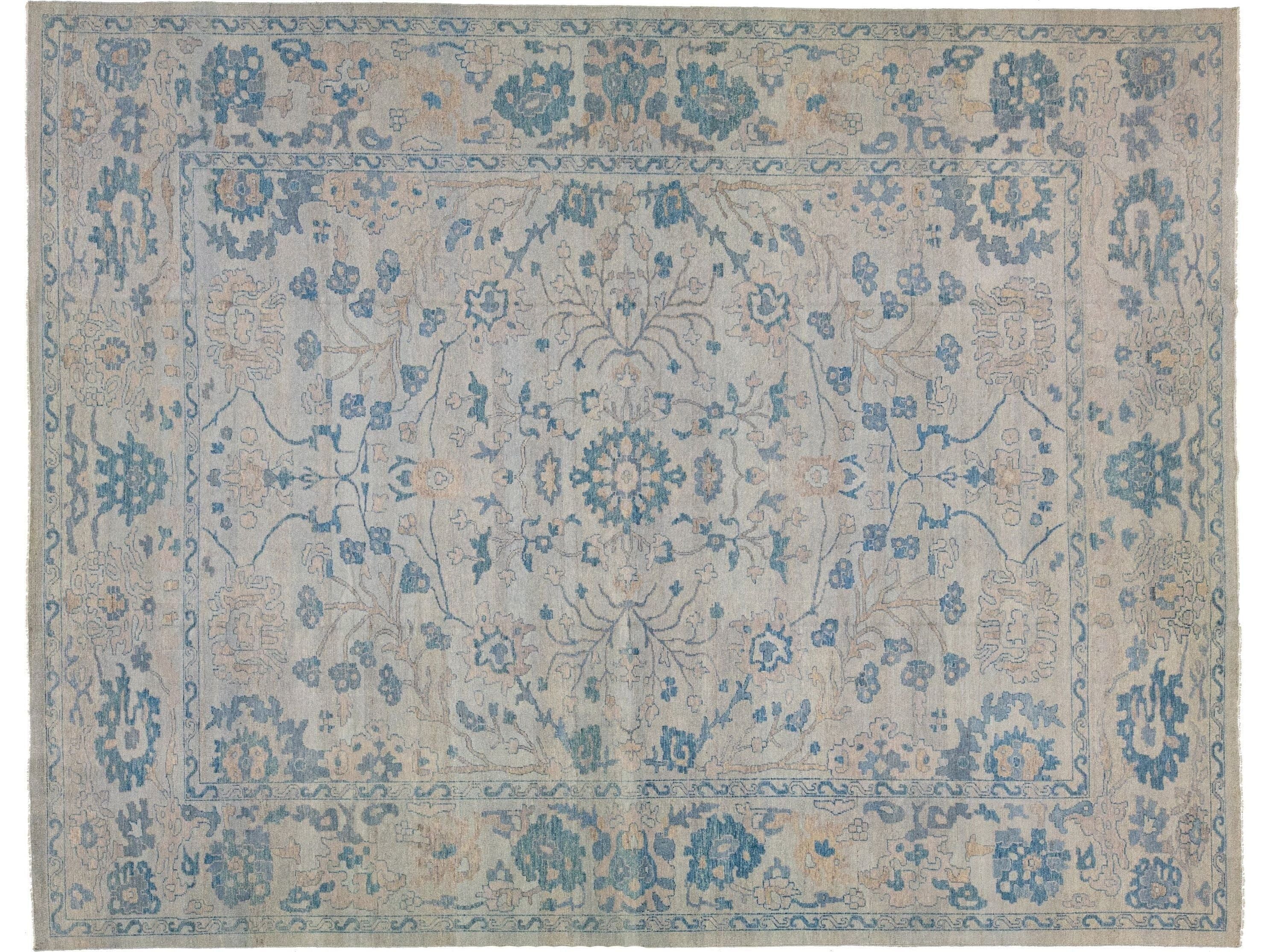 Modern Oushak Wool Rug 12 X 15