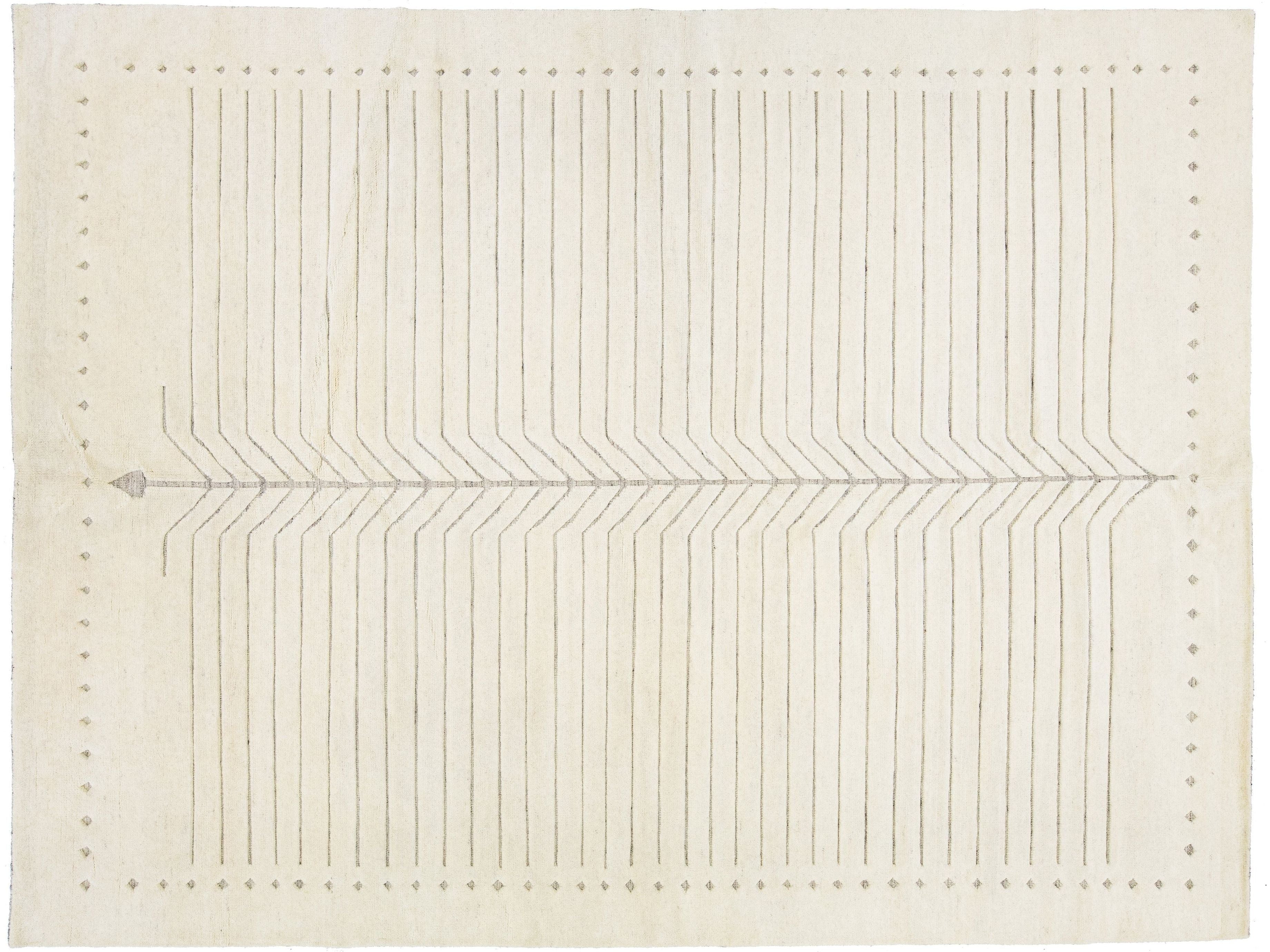 Modern Moroccan Wool Rug 9 X 12
