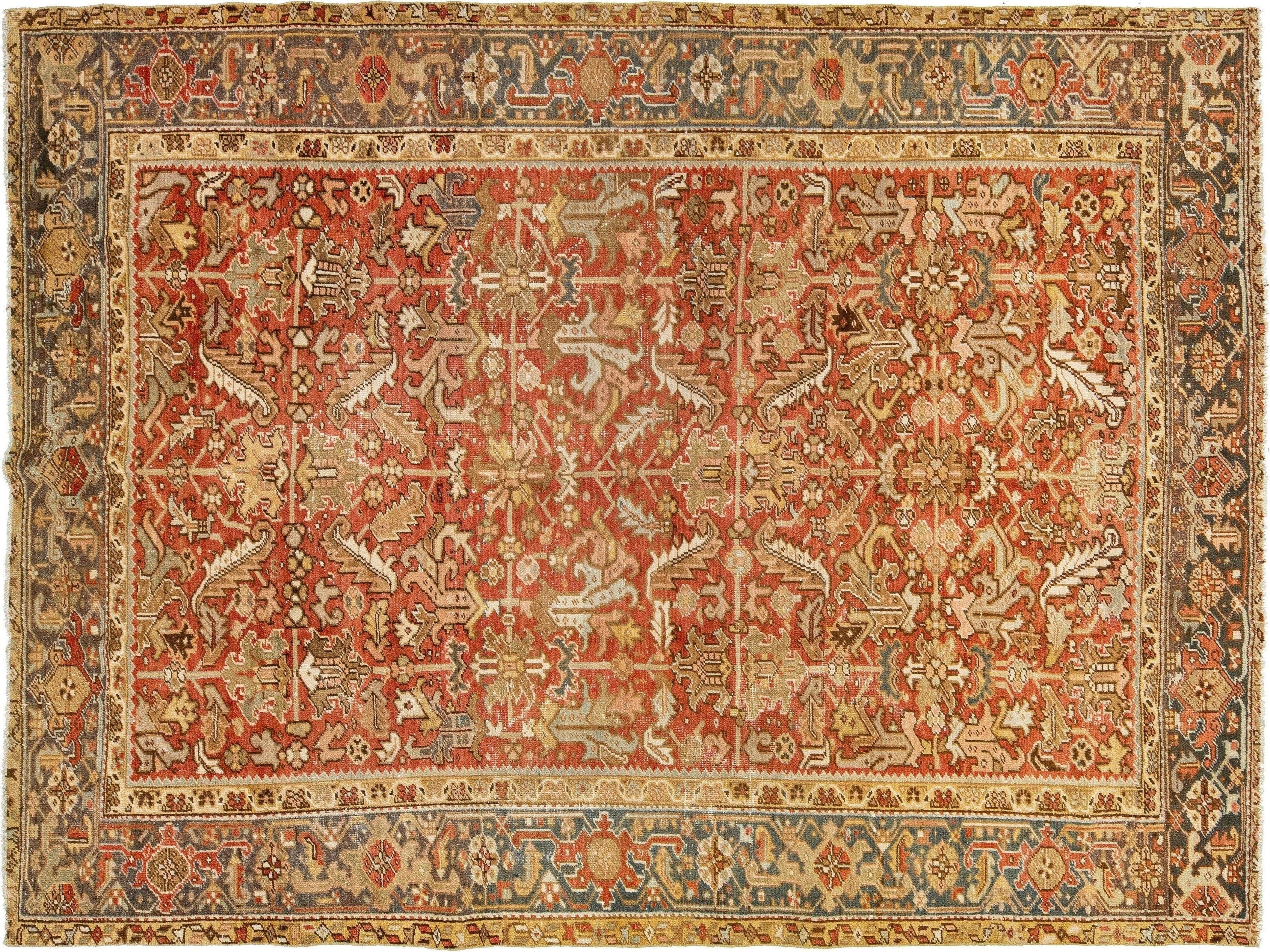 Antique Heriz Wool Rug 8 X 10