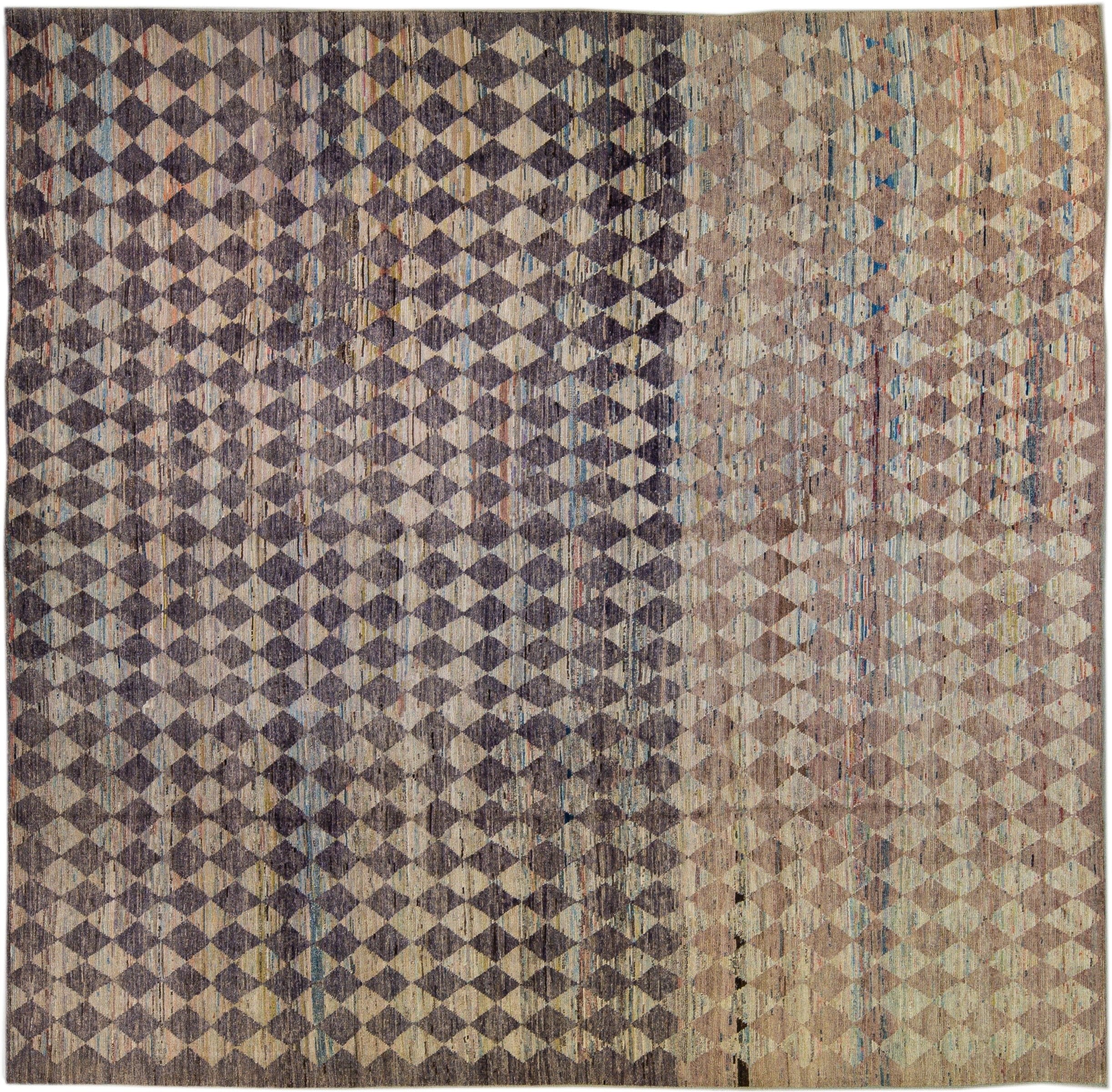Modern Moroccan Square Wool Rug 13 X 14