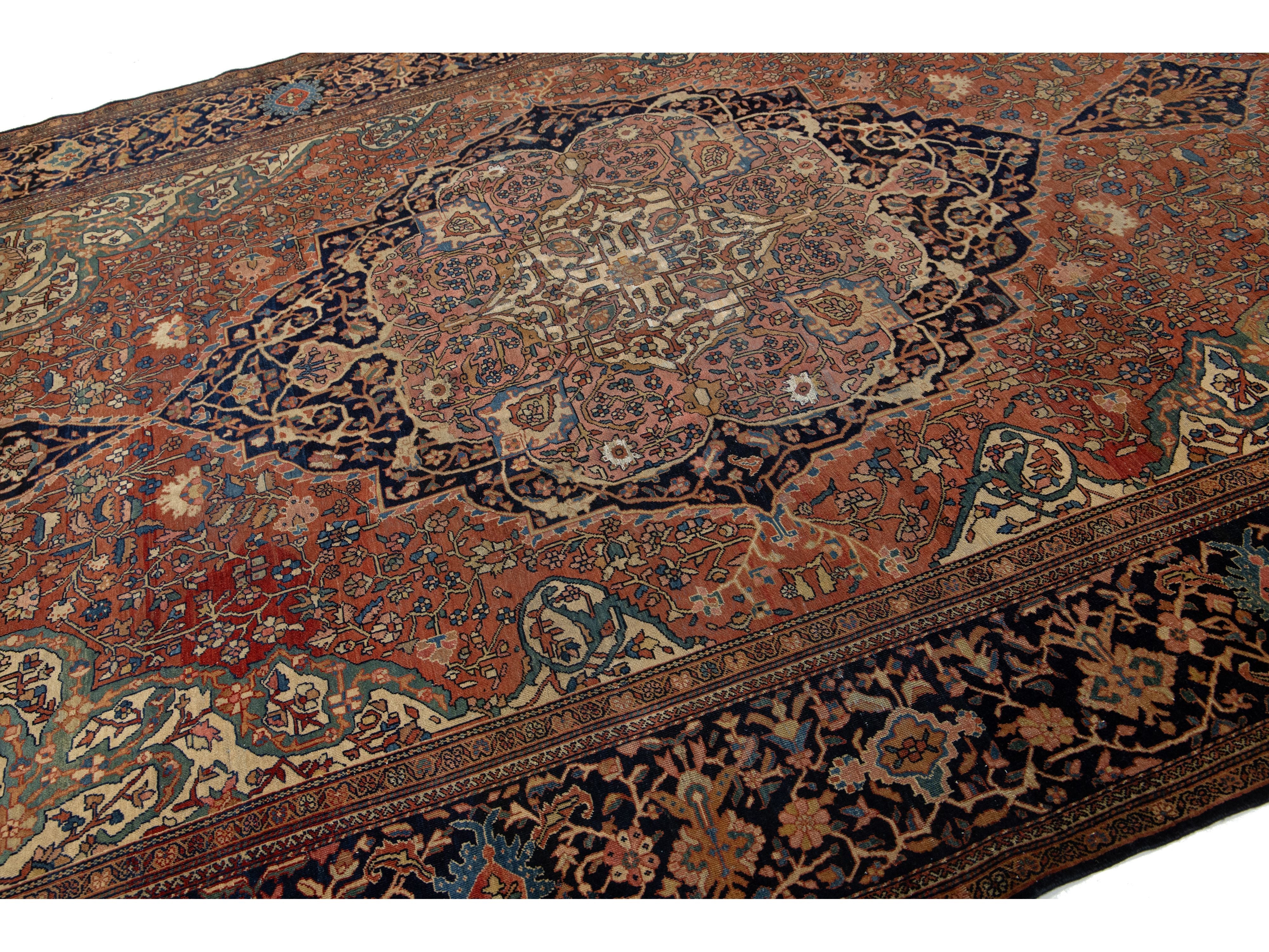 Antique Persian Farahan Wool Rug 8 X 12