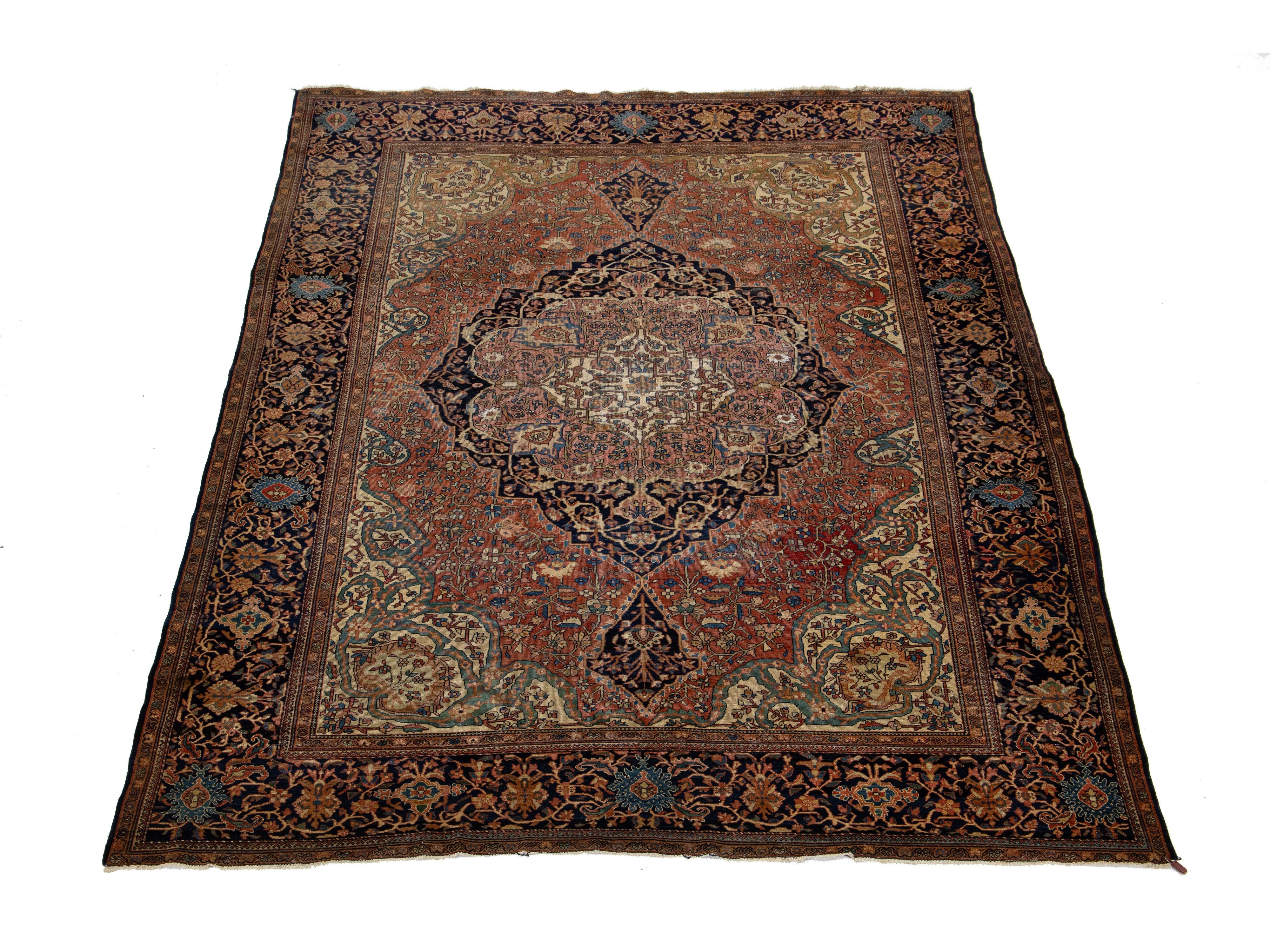 Antique Persian Farahan Wool Rug 8 X 12