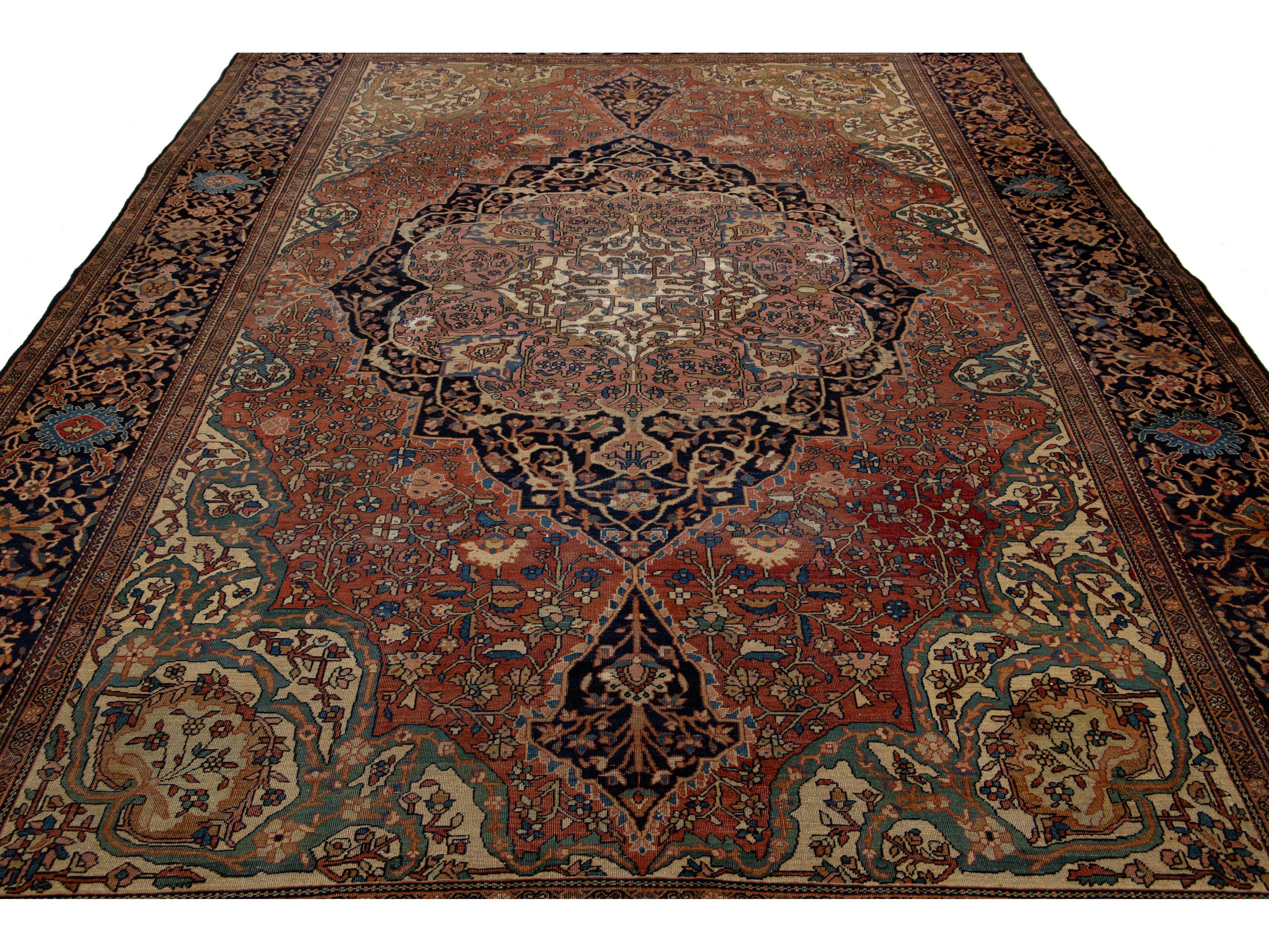 Antique Persian Farahan Wool Rug 8 X 12