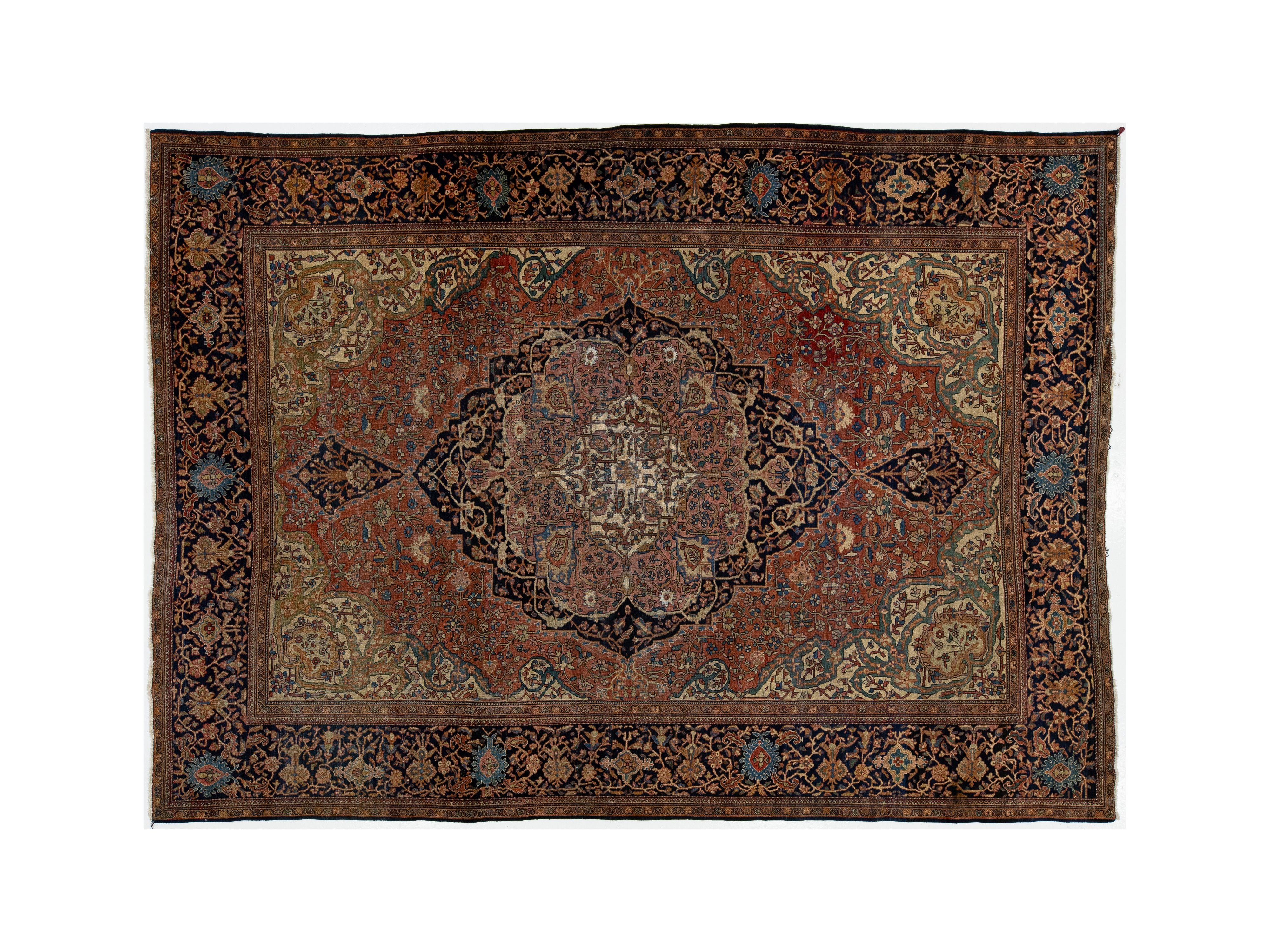 Antique Persian Farahan Wool Rug 8 X 12