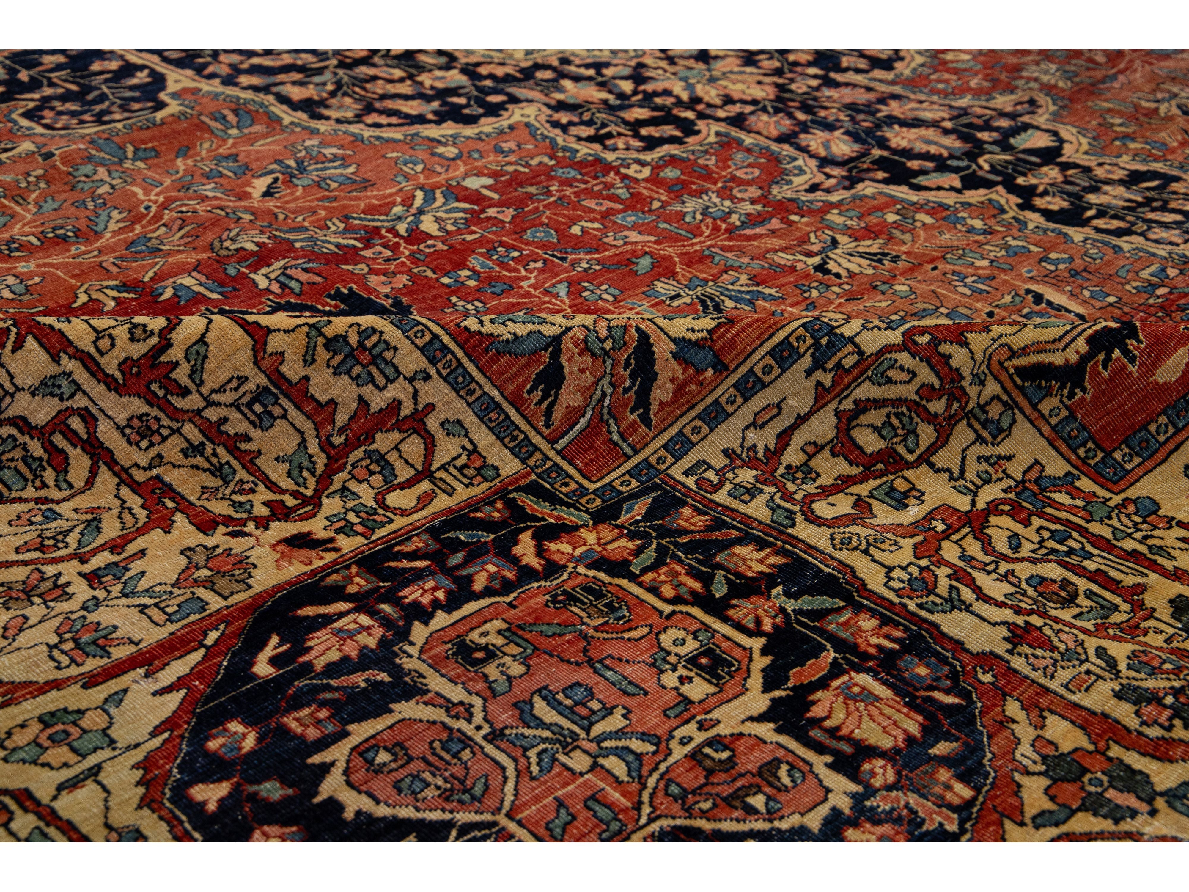Antique Persian Farahan Wool Rug 13 X 22