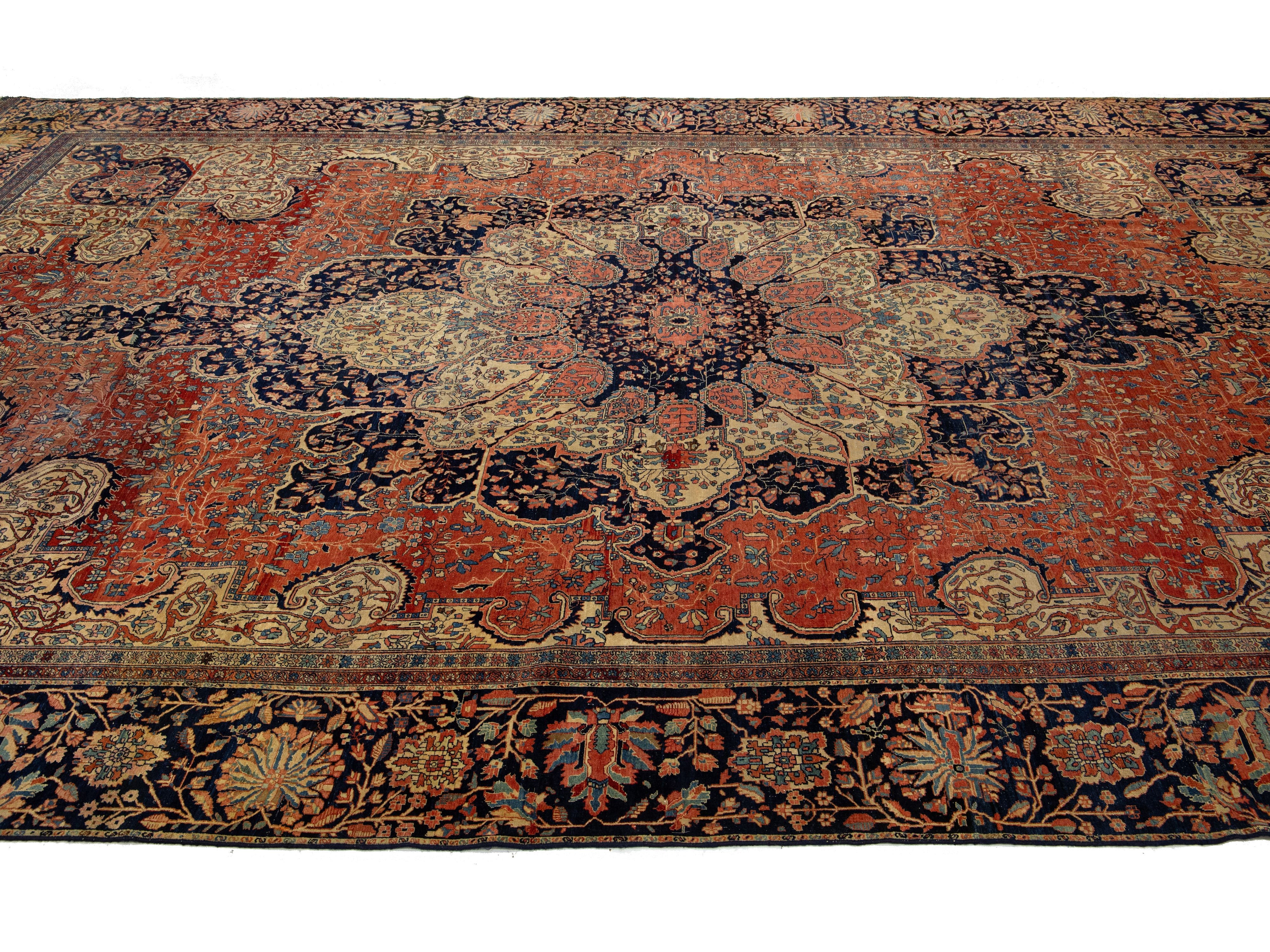 Antique Persian Farahan Wool Rug 13 X 22