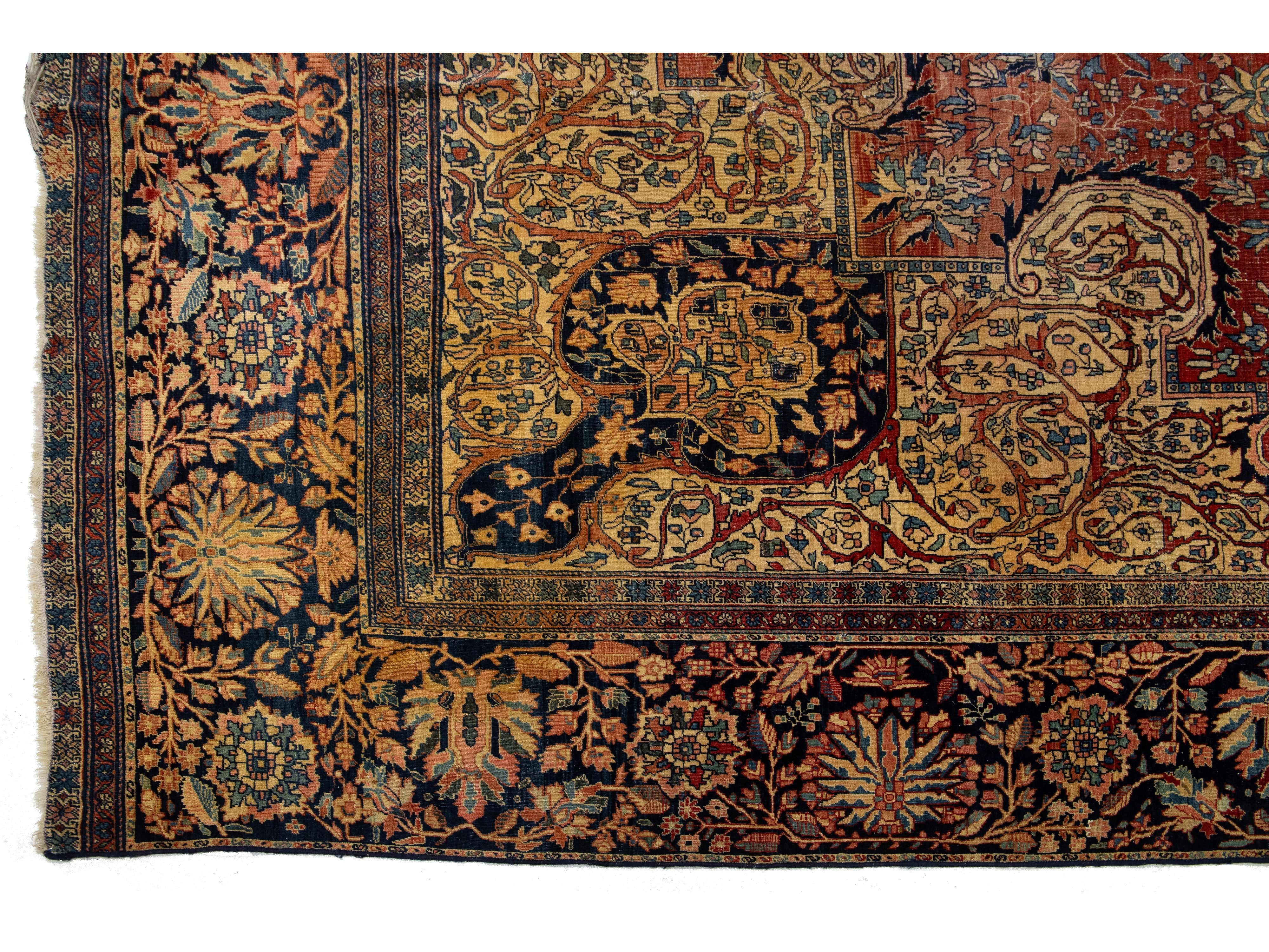 Antique Persian Farahan Wool Rug 13 X 22